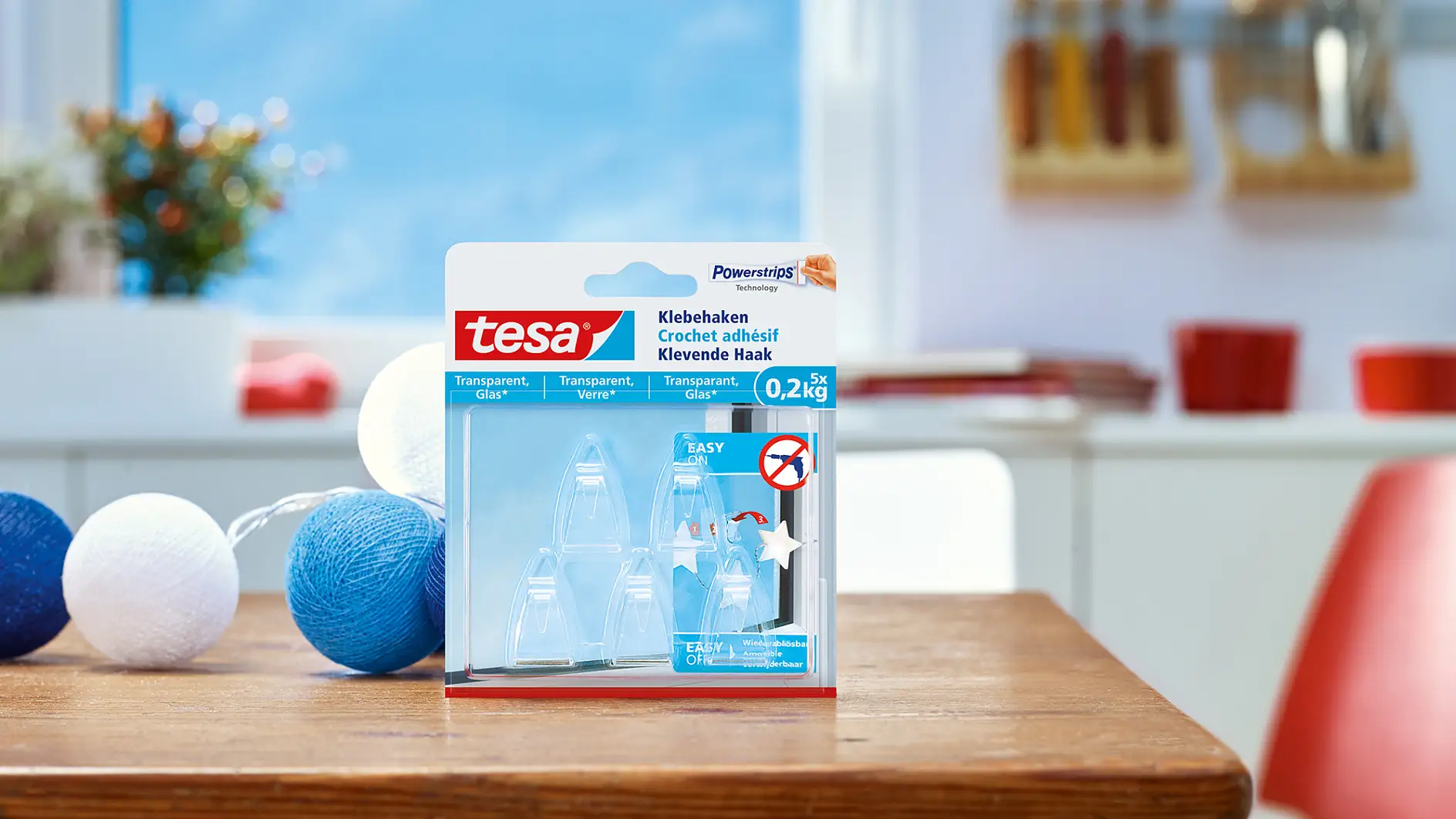How to use the tesa® Adhesive Hook for Transparent & Glass 0.2kg.