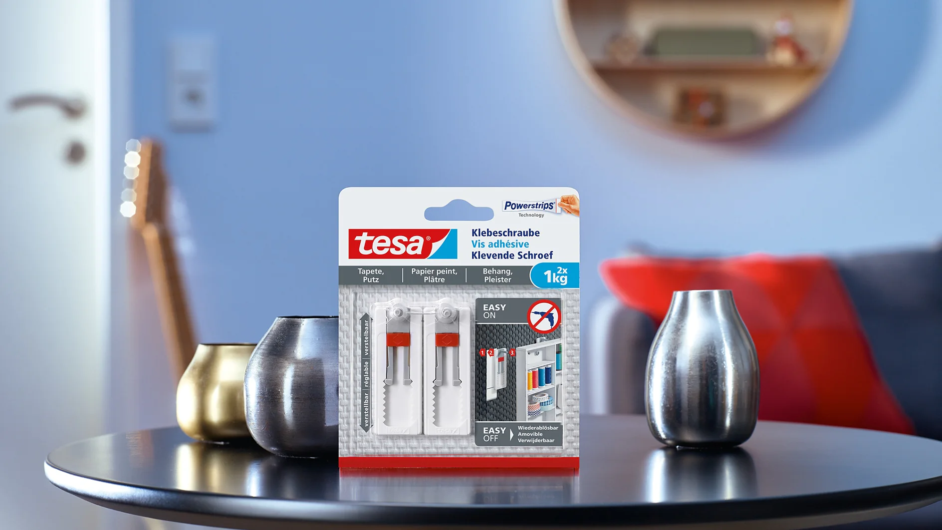 How to use the tesa® Adjustable Adhesive Screw for Wallpaper & Plaster 1kg.