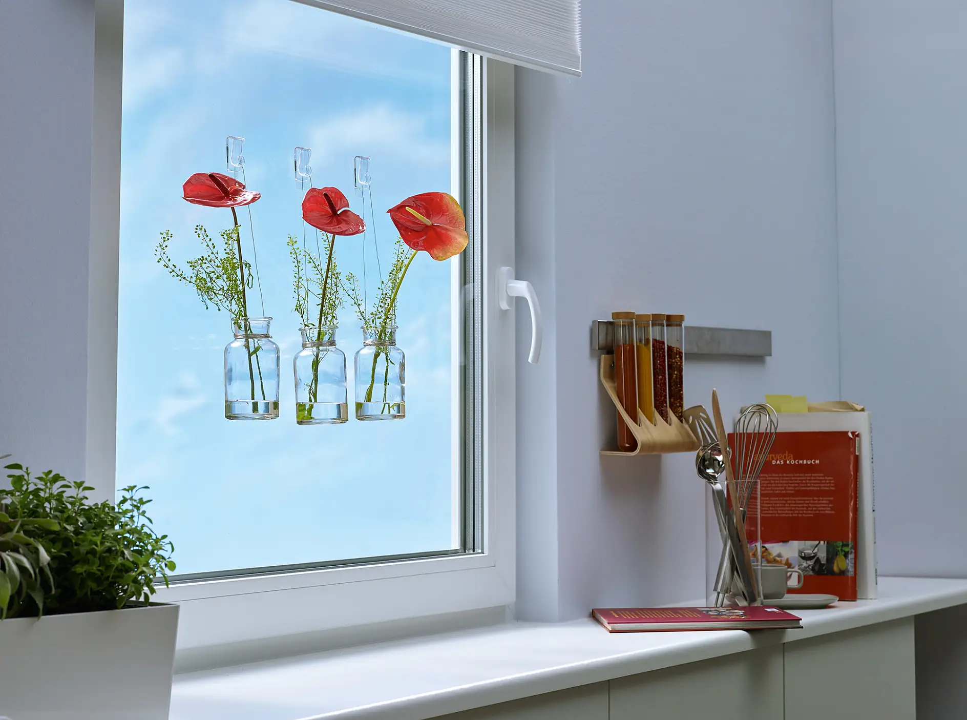 Mounting with tesa® Adhesive Hooks for Transparent & Glass 1kg.