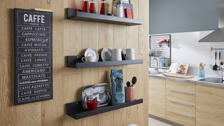 Wall Mounted Kitchen Rack Mounting, Wall Shelves Without Drilling