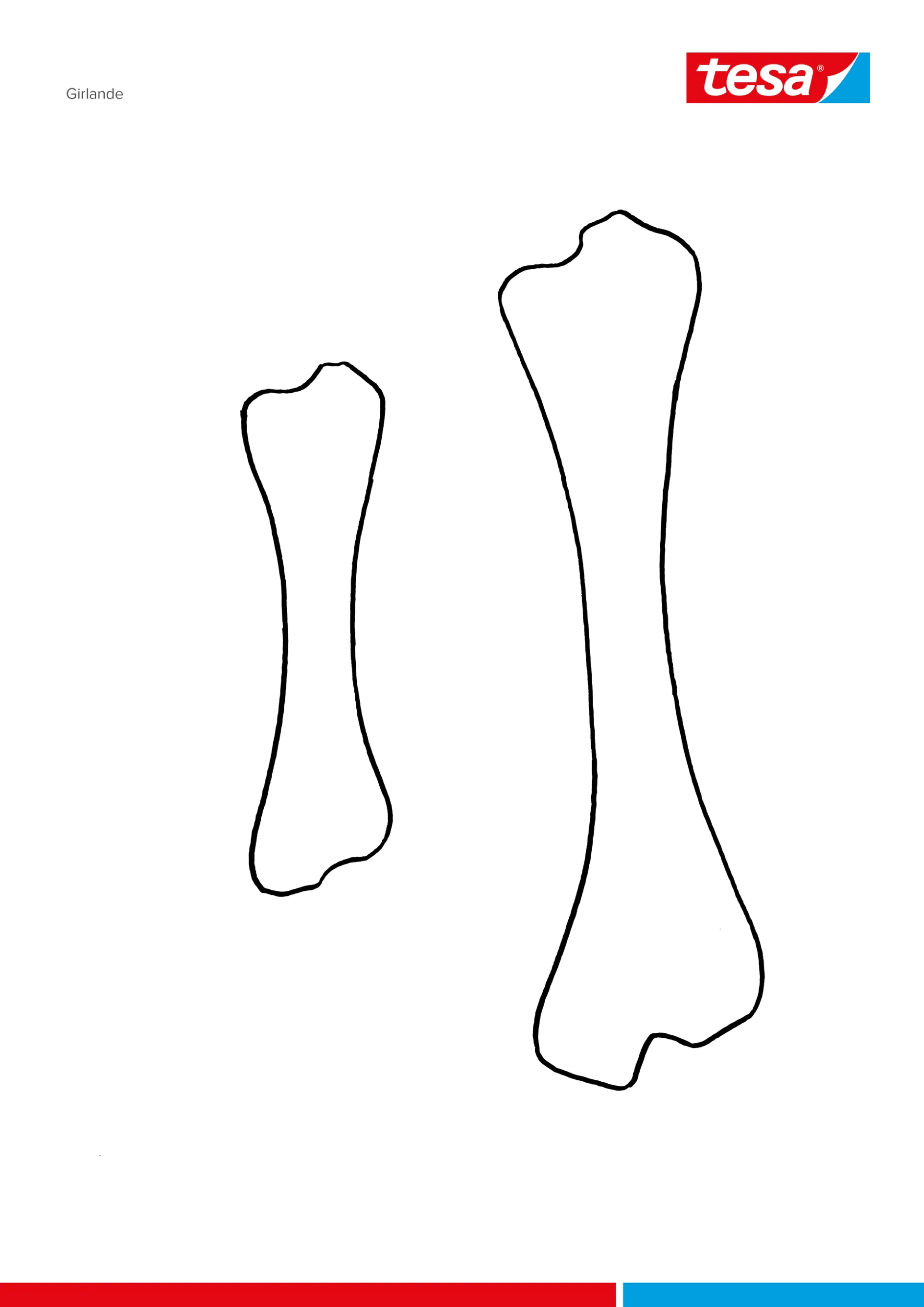 Outline drawings of two bones, one smaller and one larger, with rounded ends. The background is plain white. The brand tesa tape logo is in the top right corner. (This text has been generated by AI)