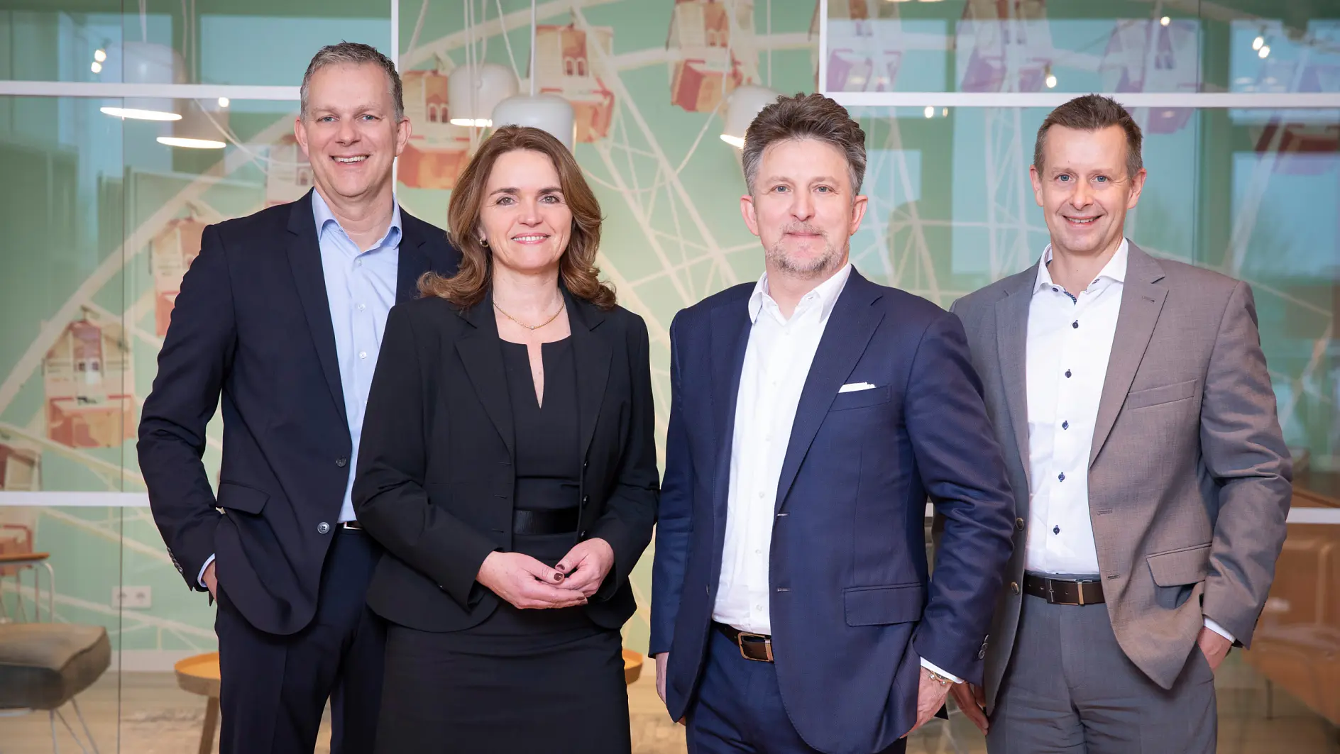 The new tesa Global Executive Board from left to right: Dr. Jörg Diesfeld, Angela Cackovich, Dr. Norman Goldberg, and Oliver Höfs.
