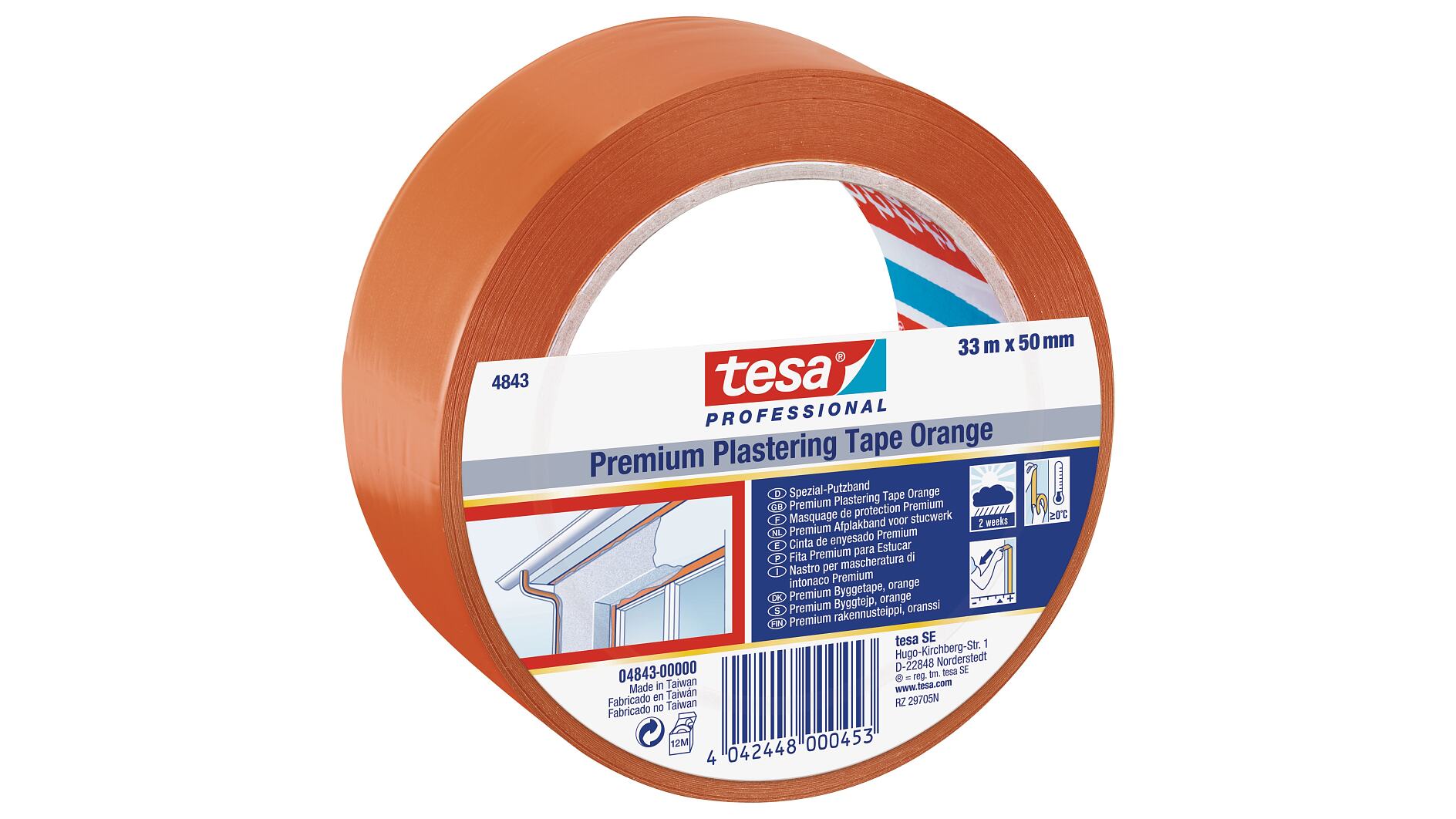 tesa® Professional 4843 Premium Plastering Tape Orange - tesa