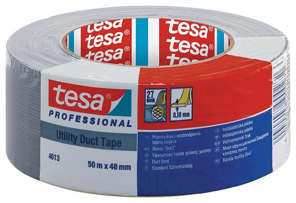 TESA-4613-48SR Braid duct silver 48mm L50m Adhesive natural rubber  TESA 
