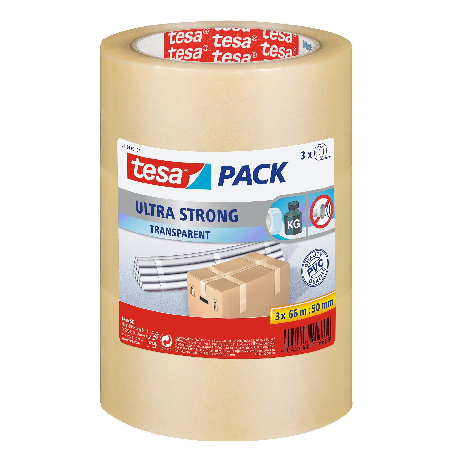 Tesapack Strong - Ruban adhésif d'emballage - 50 mm x 66 m - transparent