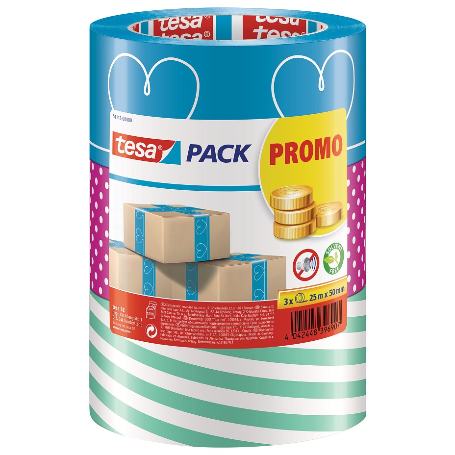 Tesa Packing Tape Packaging Tape Hand einreißbar crystal-clear 50m x 50mm 
