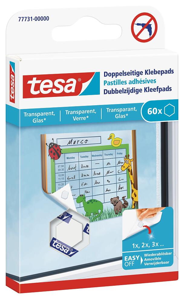tesa Double-Sided Adhesive Pads for Transparent & Glass 
