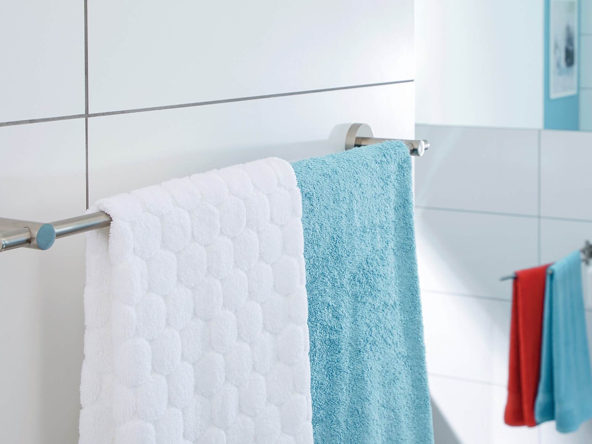 Stick On Towel Bar Self Adhesive Towel Bar No Drill Towel Bar Towel Racks  for Bathroom Adhesive with 2*Razor Holder 2*Towel Hook Self Adhesive Towel