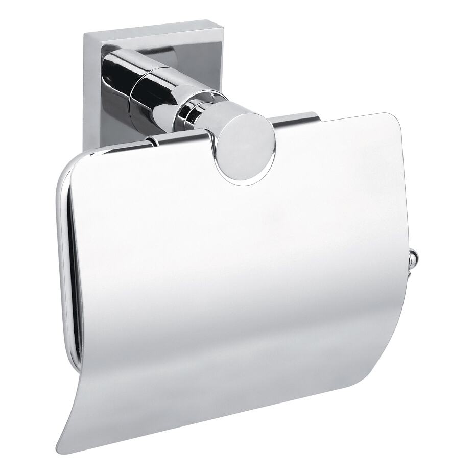 tesa Hukk No Drill Chrome-Plated Metal Wall Mounted Toilet Roll Holder Removable Adhesive Glue Technology