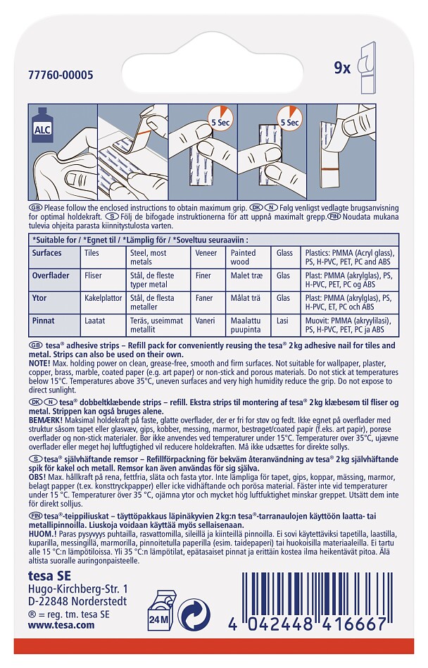 tesa® Adhesive Strips for Tiles & Metal 2kg tesa