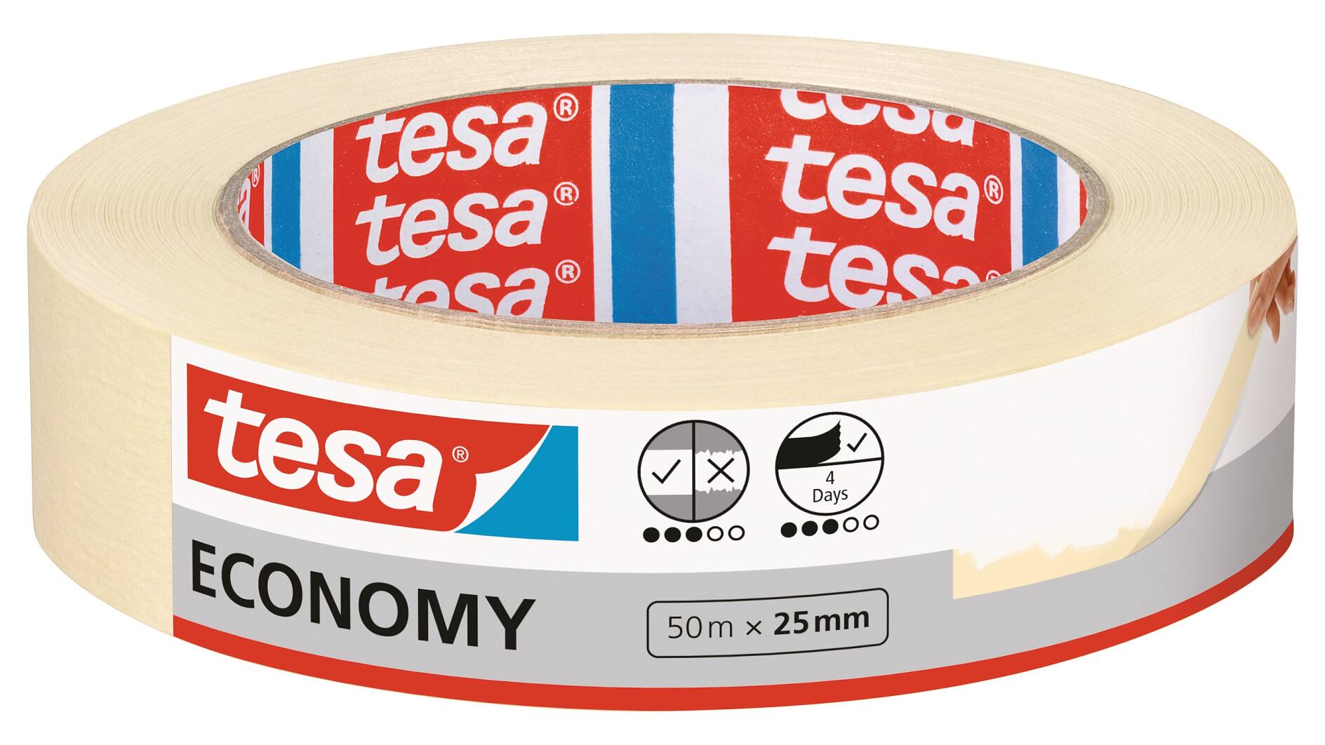 TESA-FILM - Fabric adhesive tape, red, W 19 mm, L 25 m