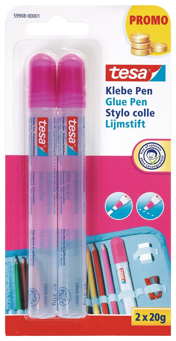 Tesa Glue Pen Duo per bricolage con apertura piccola e grande 2 x 35 g