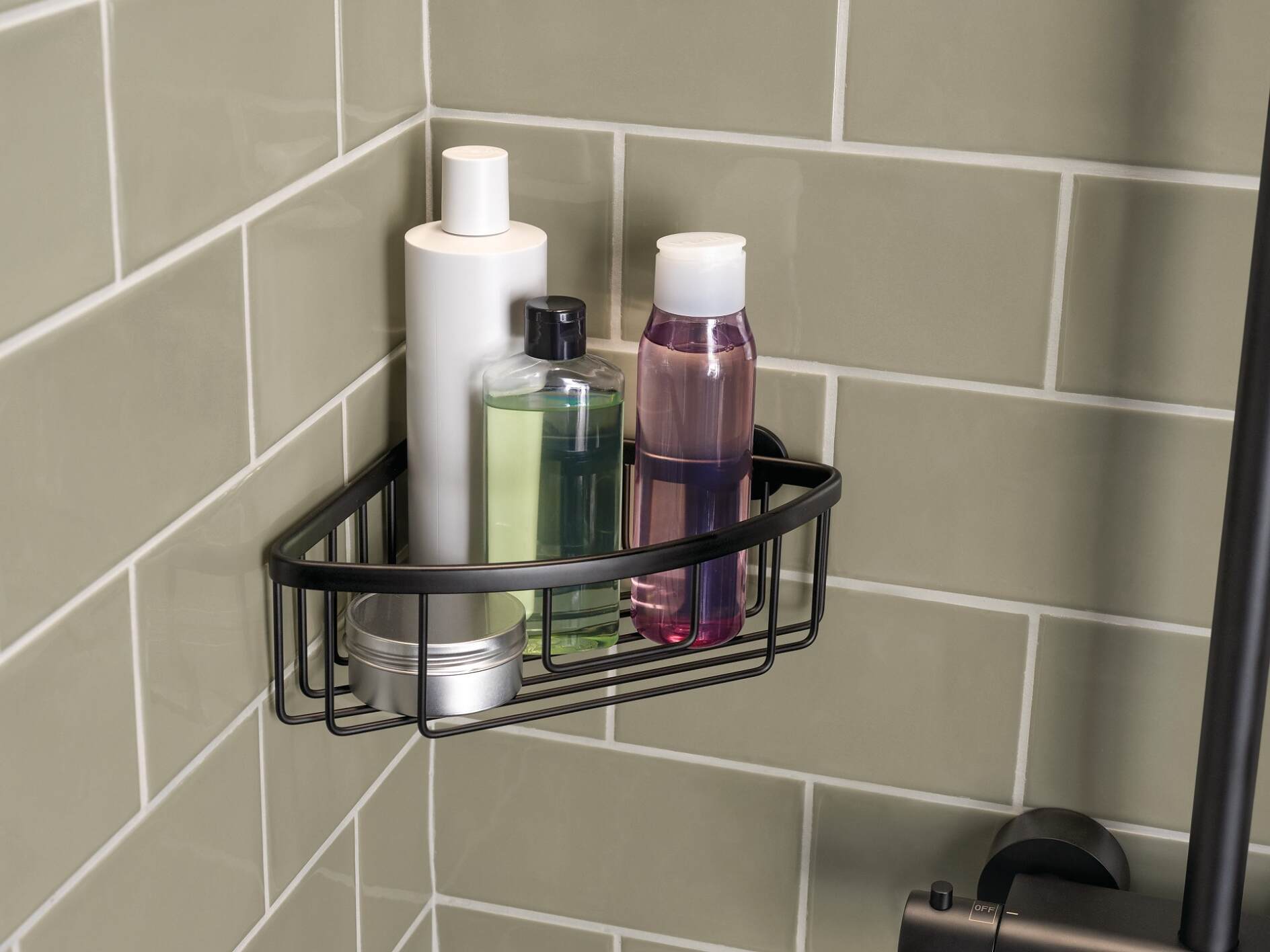 Outline Matte Black Corner Shower Soap Dish