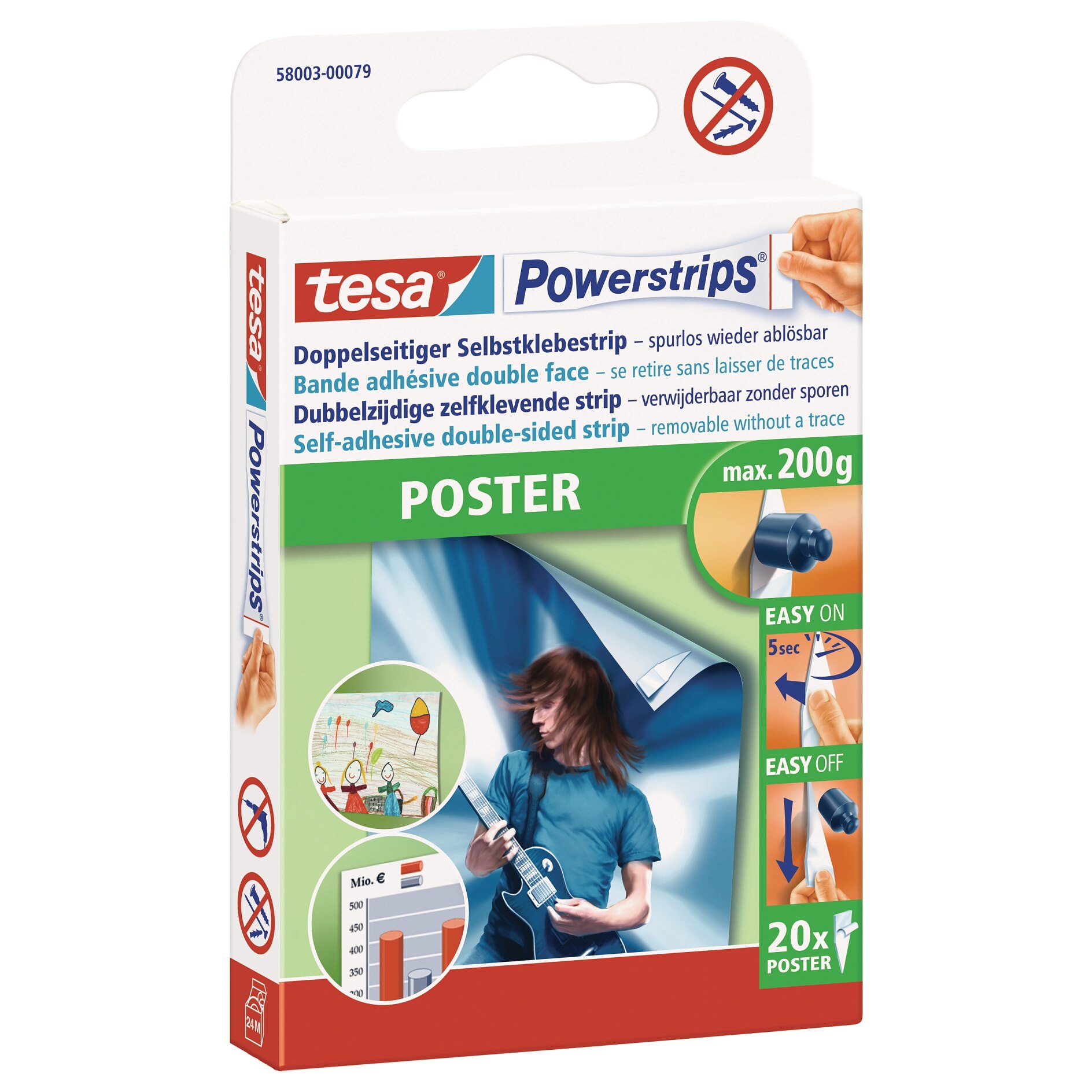 tesa 57577-00000 - Powerstrips Haken Small Rund, weiß, max. 1kg