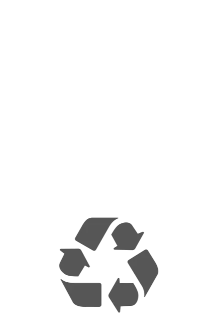 Black and white icon of a recycling bin. The icon features a simple garbage can shape with a lid on top and a recycling symbol made of three arrows forming a triangle on the front. (This text has been generated by AI)