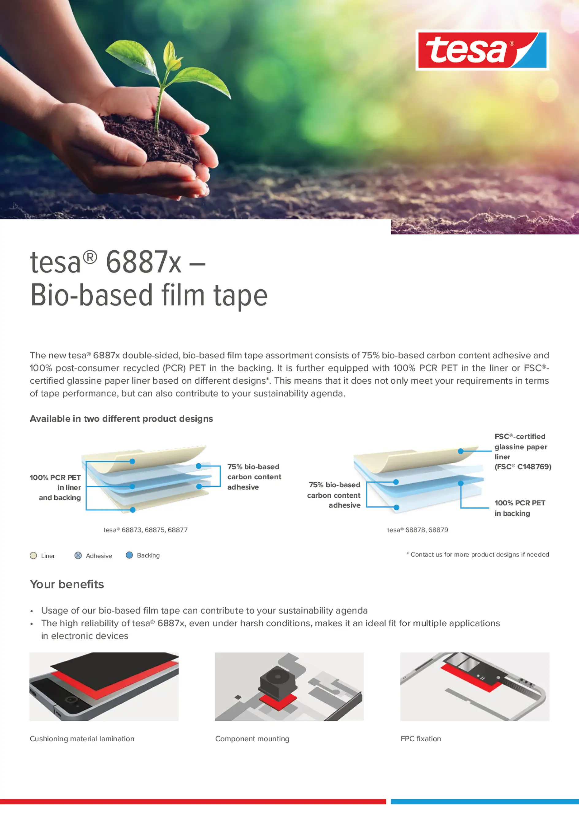 tesa® 6887x bio-based film tape 2-pager