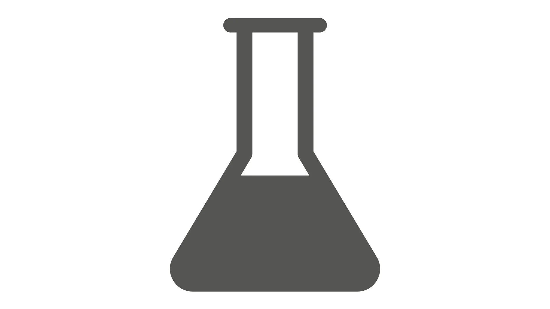 A simple, solid black silhouette of a laboratory flask with a narrow neck and wide base, set against a white background. (This text has been generated by AI)