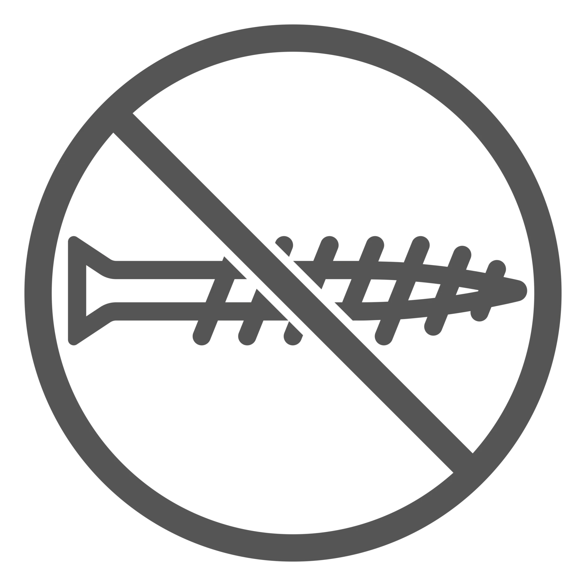 A black and white icon with a crossed-out screw inside a circle, indicating a prohibition or restriction on using tesa tape. (This text has been generated by AI)