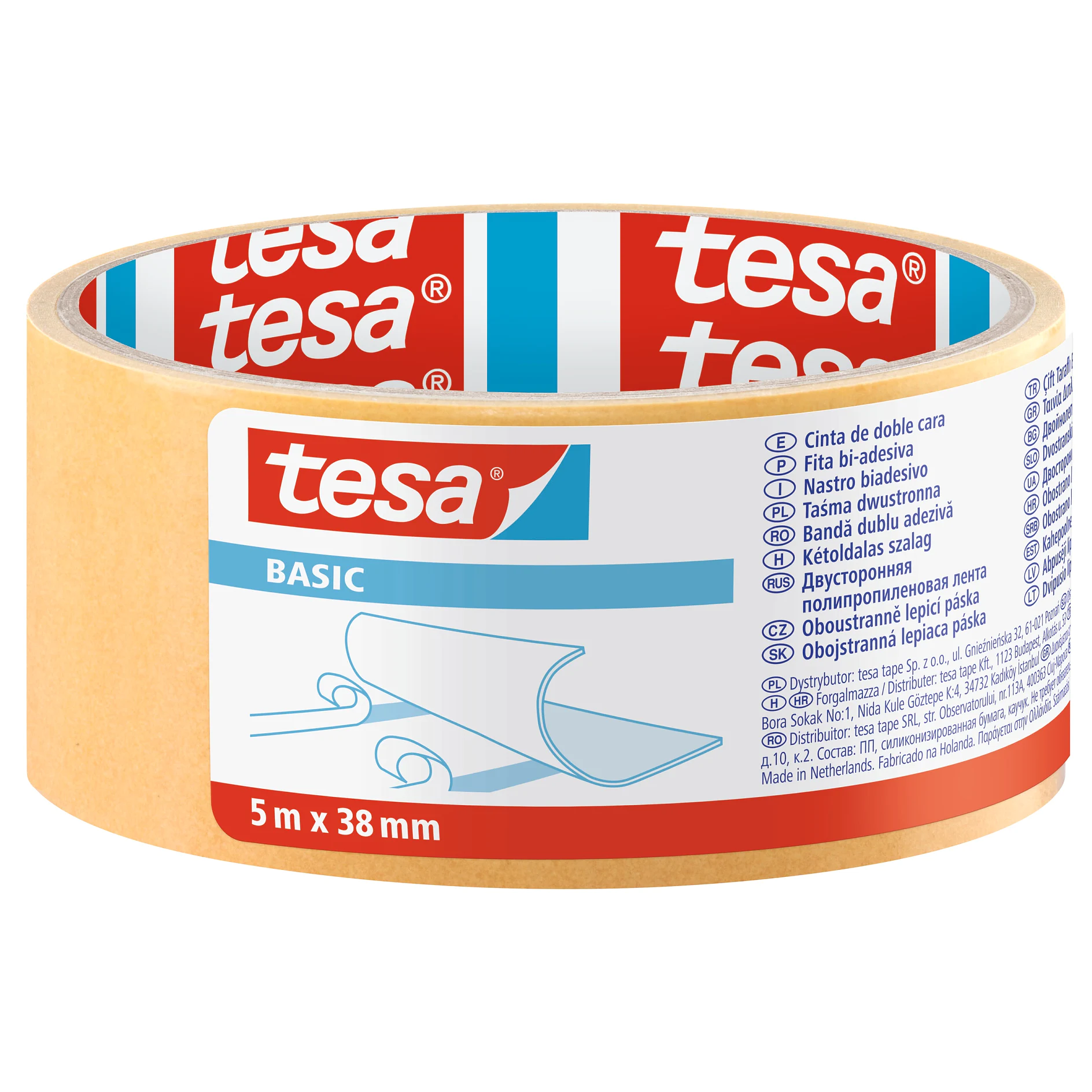 [en-en] tesa Basic transparent tape, 5m x 38mm, LI422