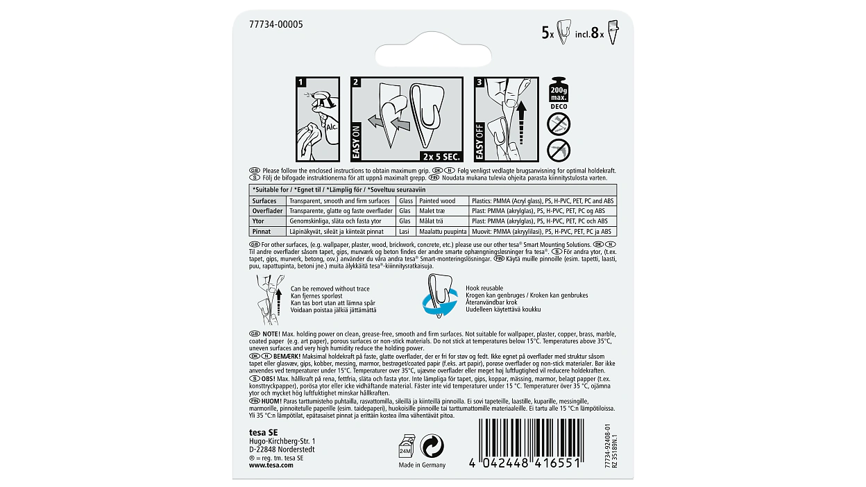 [en-en] tesa Smart Mounting system, adhesive nail for tiles, 2 x 4kg