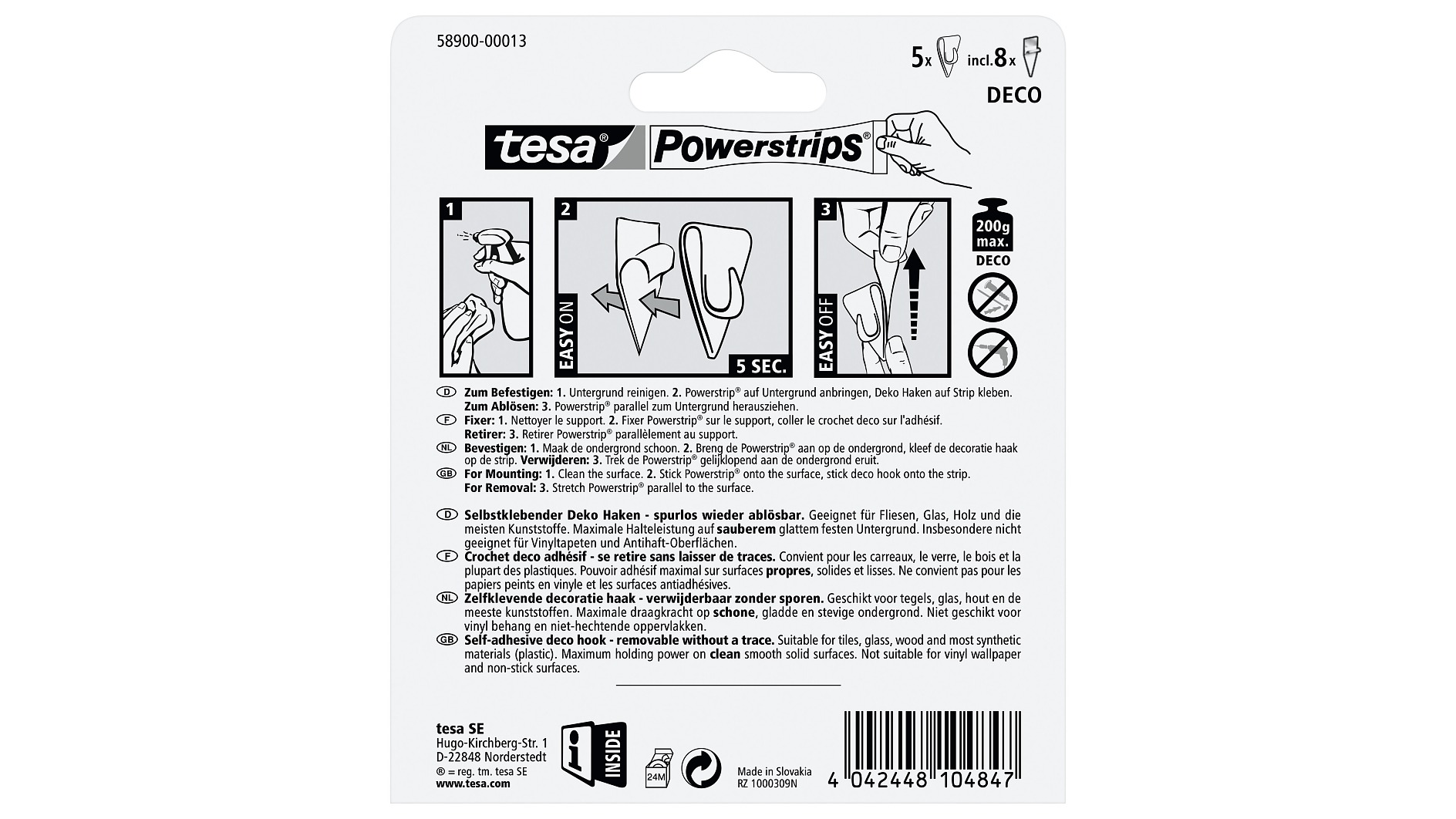 Ganci Decorativi Tesa Powerstrips - Confezione Da 5 Pezzi, Trasparenti, Fino A 200g - Foto 10