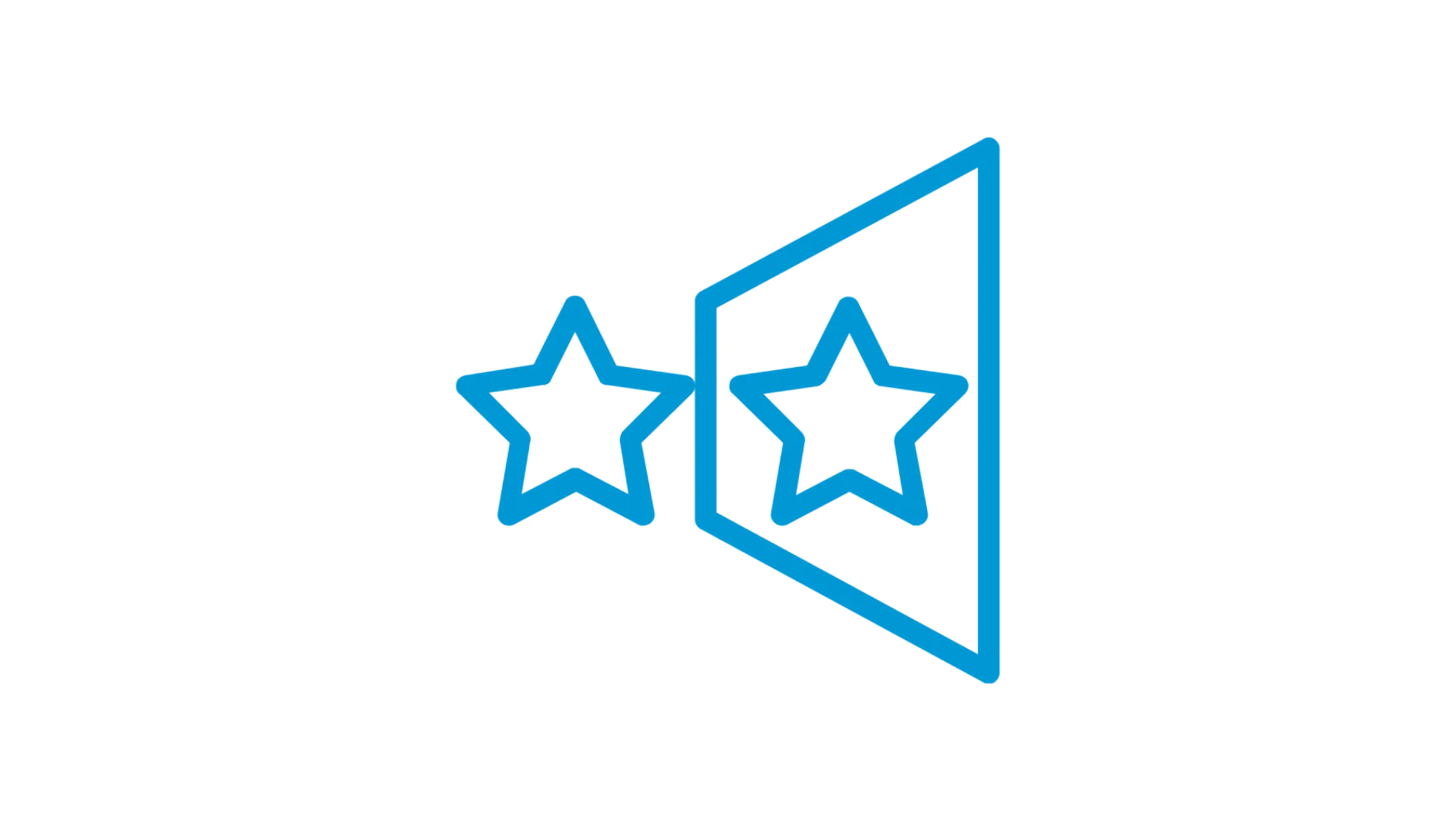 A blue outline of two stars, with one partially overlapping a rectangular shape resembling an open door, is depicted. These stars seem to be moving through the door from left to right. The background is white. (This text has been generated by AI)