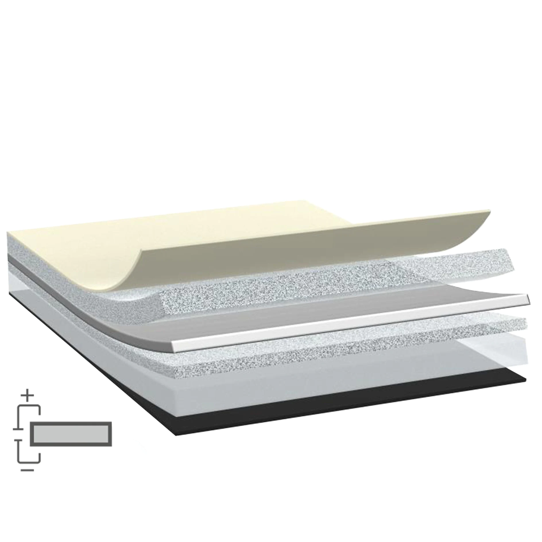 tesa adhesive tape layers separated to show material composition and structure on a white background (This text has been generated by AI)