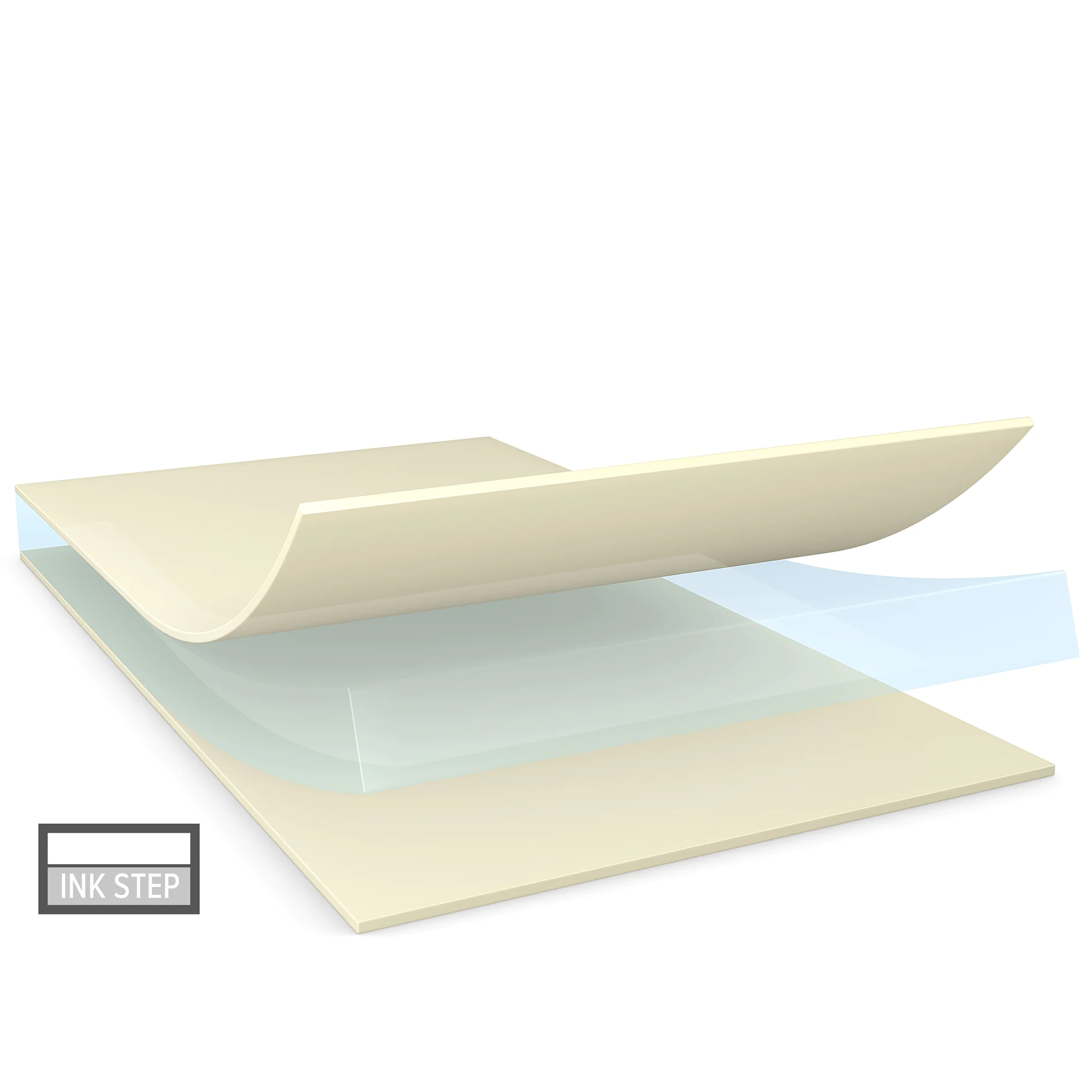 tesa adhesive tape with protective liner partially peeled back on white background, showing layers and transparency (This text has been generated by AI)