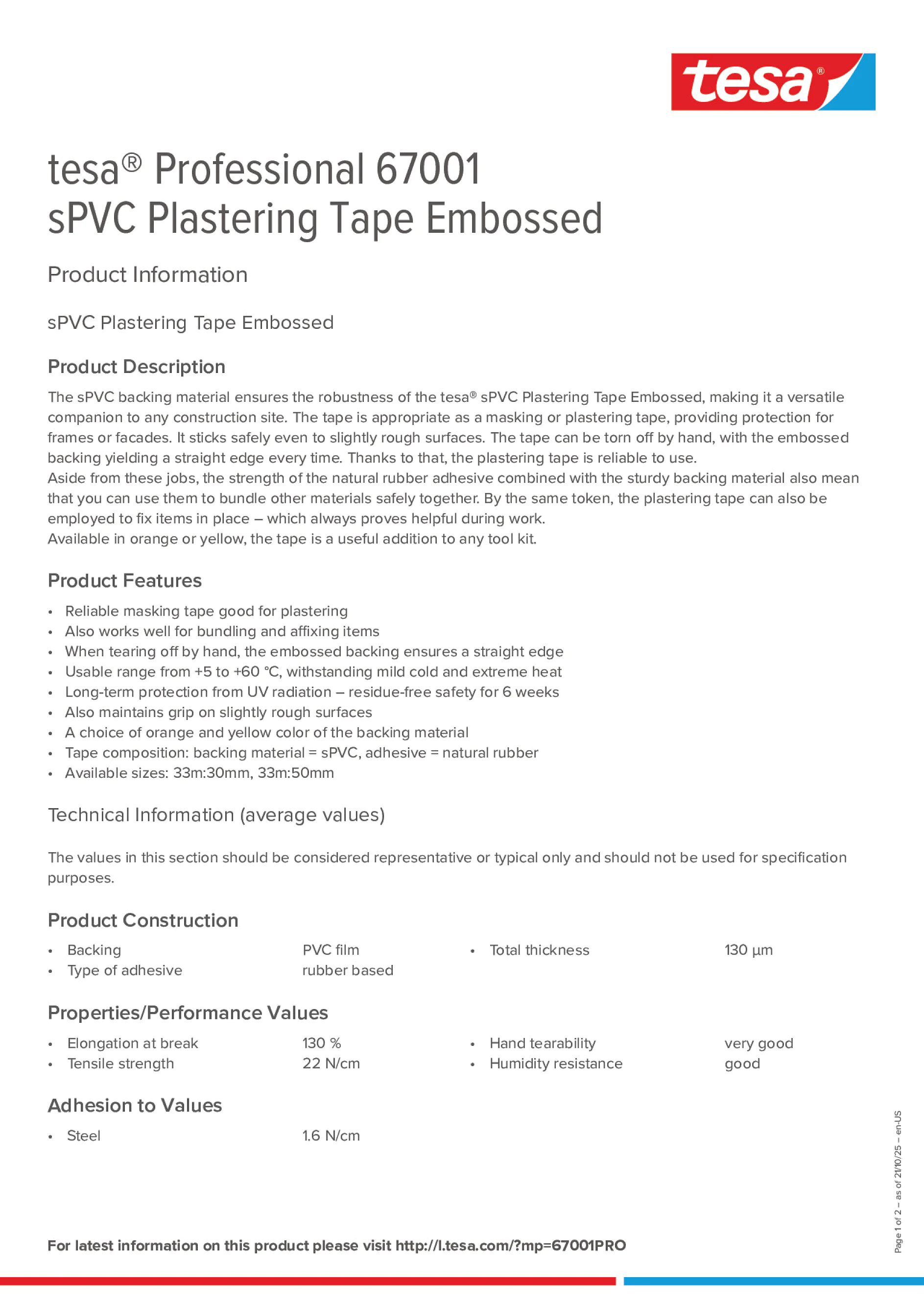 Product information_tesa® Professional 67001_en Product information_tesa® Professional 67001_en