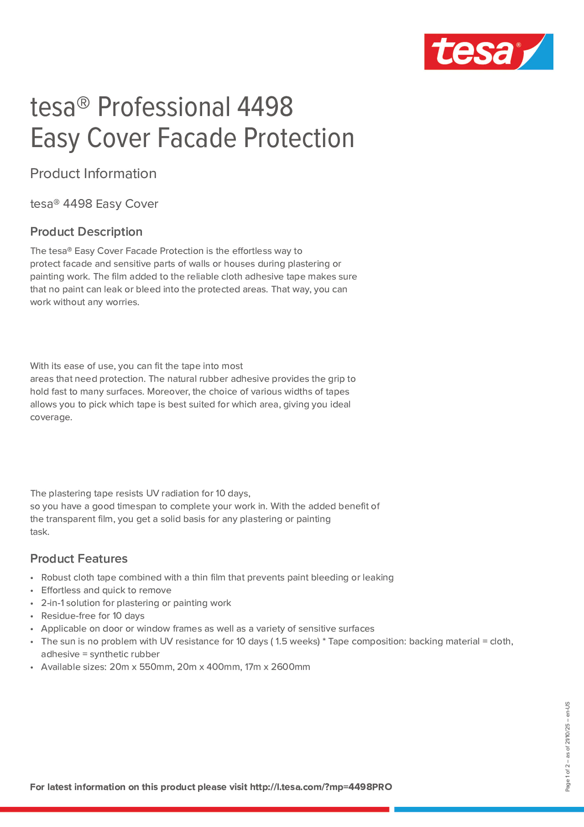 Product information_tesa® Professional 04498_en Product information_tesa® Professional 04498_en