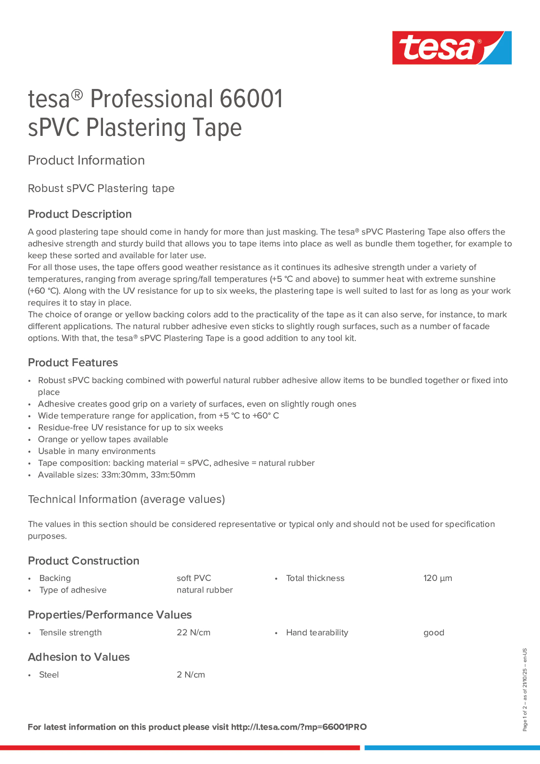 Product information_tesa® Professional 66001_en Product information_tesa® Professional 66001_en