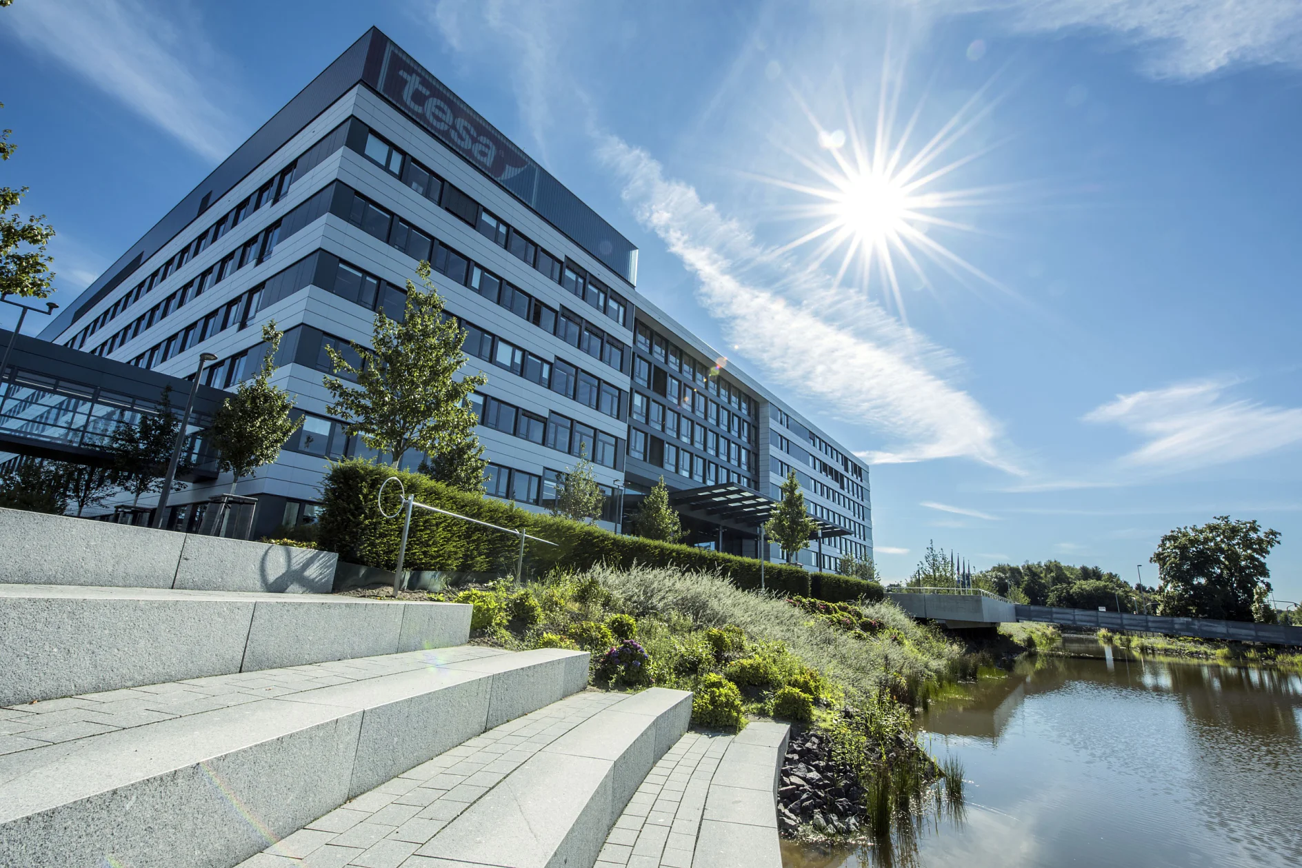 tesa Headquarter By 2030, tesa aims to achieve carbon-neutral production (Scope 1 and 2) and is invest-ing in the latest technical standards and more sustainable infrastructure to achieve this goal.
