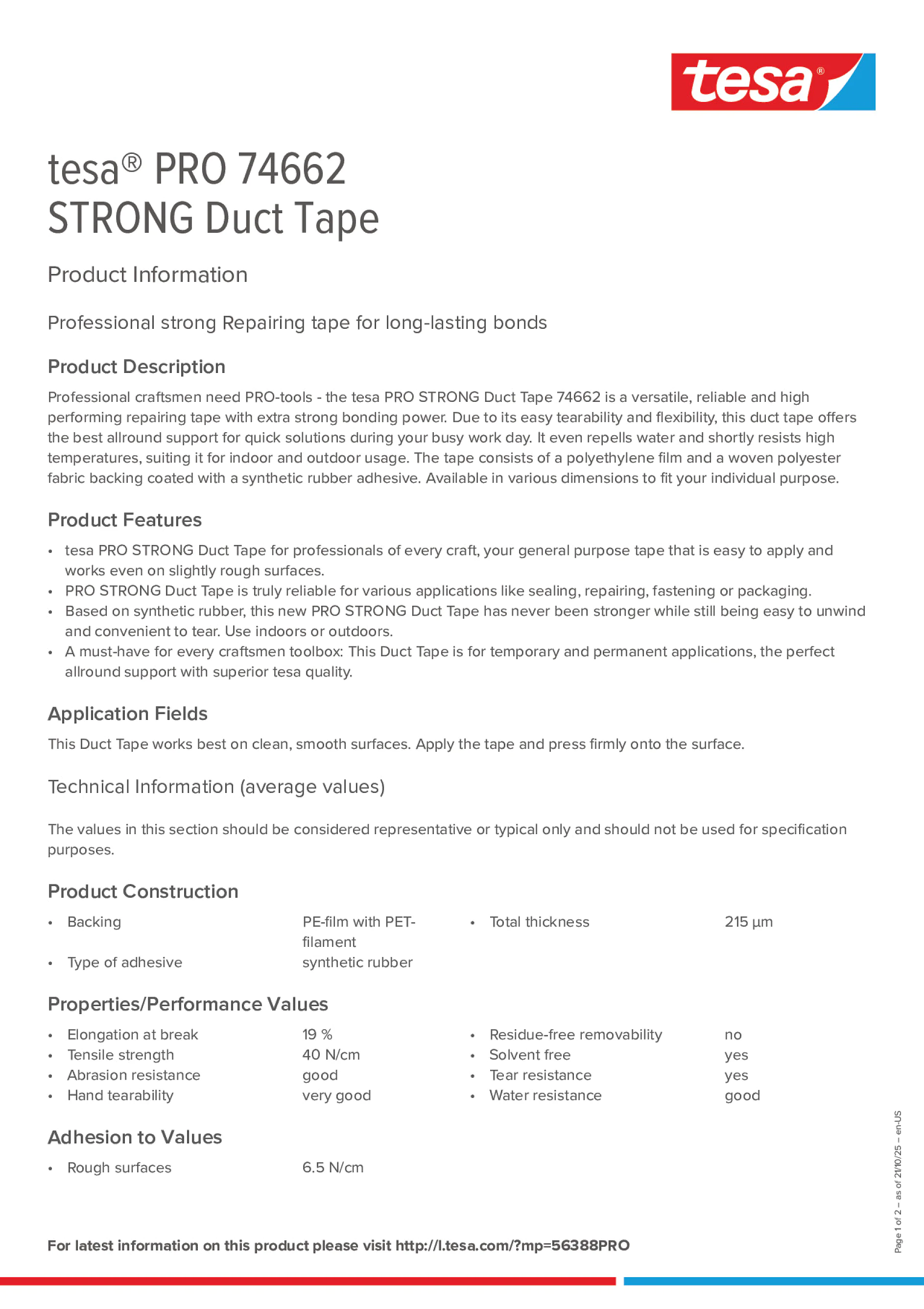 Product information_tesa® PRO 74662_en
