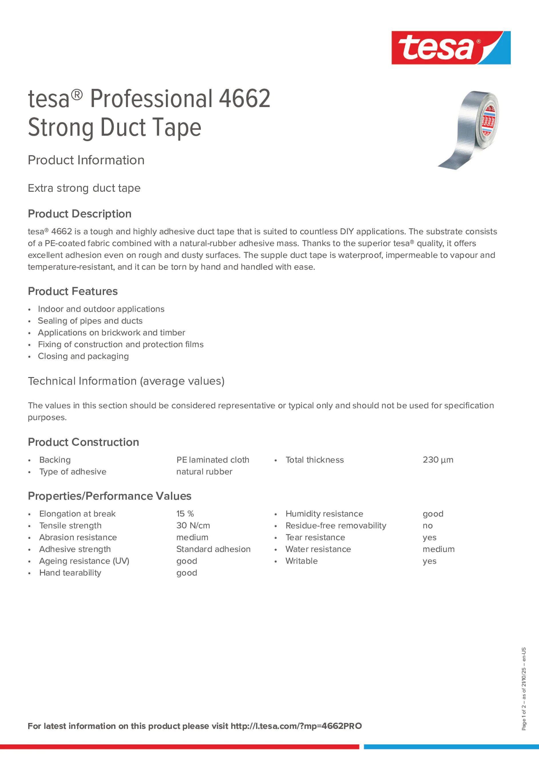 Product information_tesa® Professional 4662_en Product information_tesa® Professional 4662_en