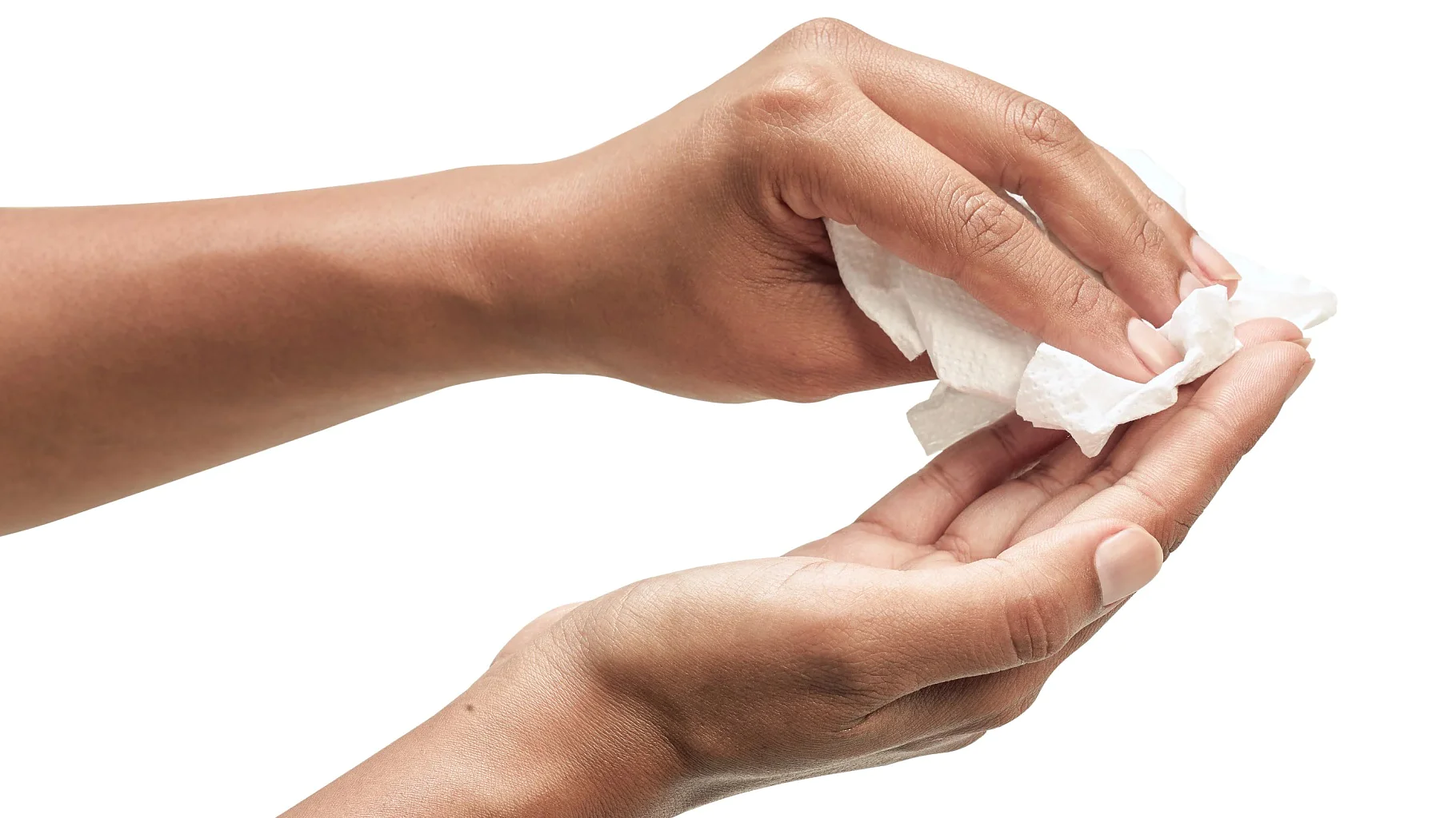 cleanhands_small Two hands are shown against a white background. One hand is holding a tissue, while the other hand is open underneath, as if wiping or cleaning with the tissue. (This text has been generated by AI)