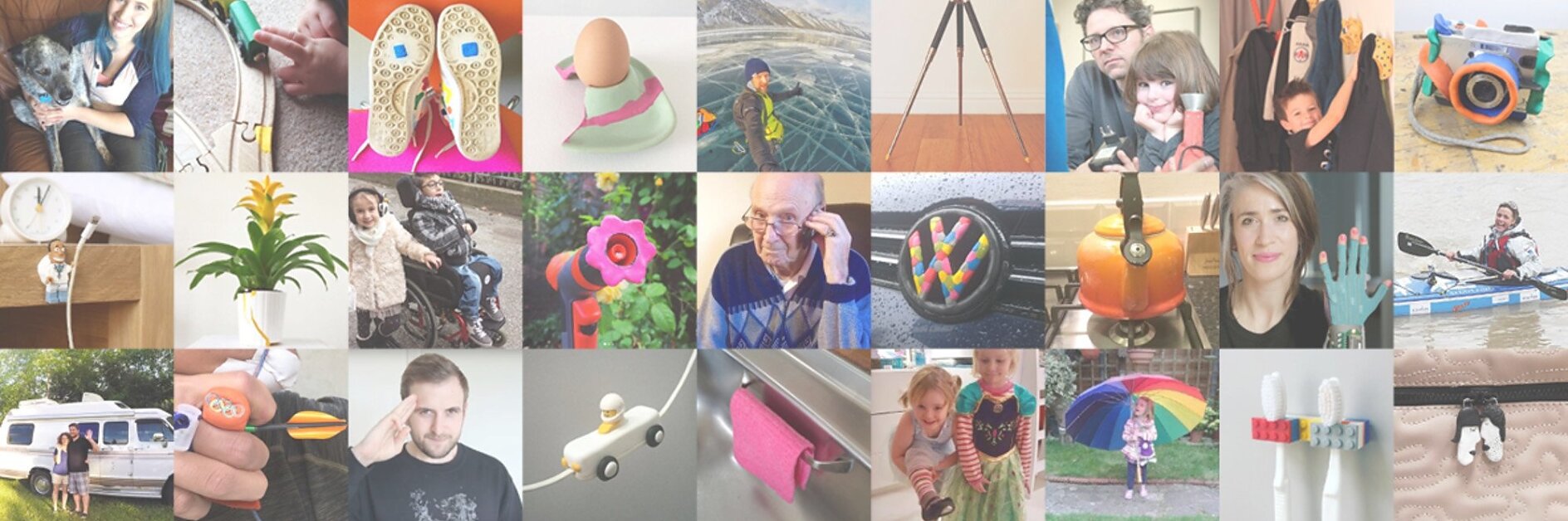 Collage of various images, including pets, footwear, a tripod on a beach, people, a boat, a decorated tesa tape roll, plant decor, and colorful objects. Each image depicts a unique scene or item against diverse backgrounds. (This text has been generated by AI)