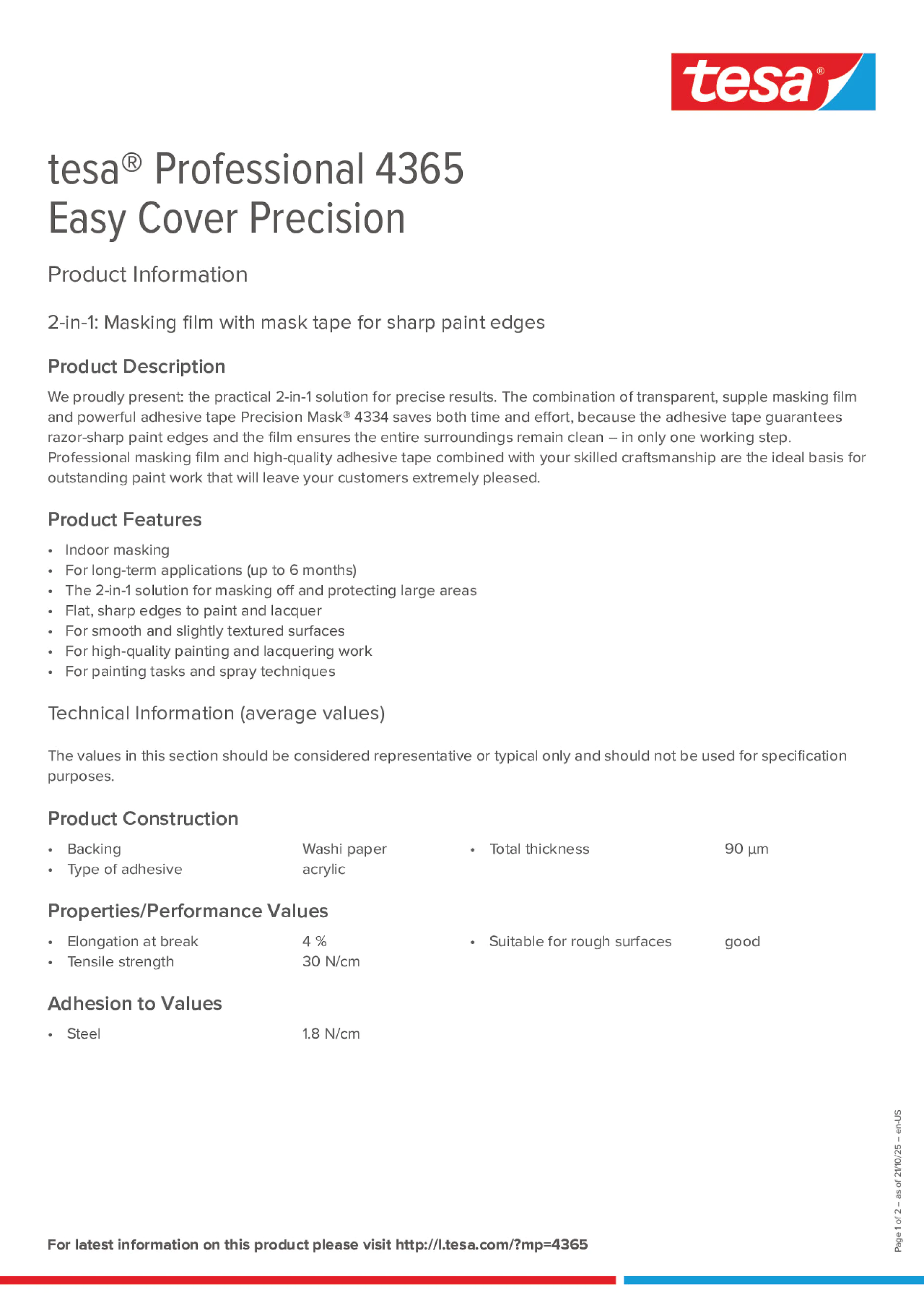 Product information_tesa® Professional 04365_en Product information_tesa® Professional 04365_en