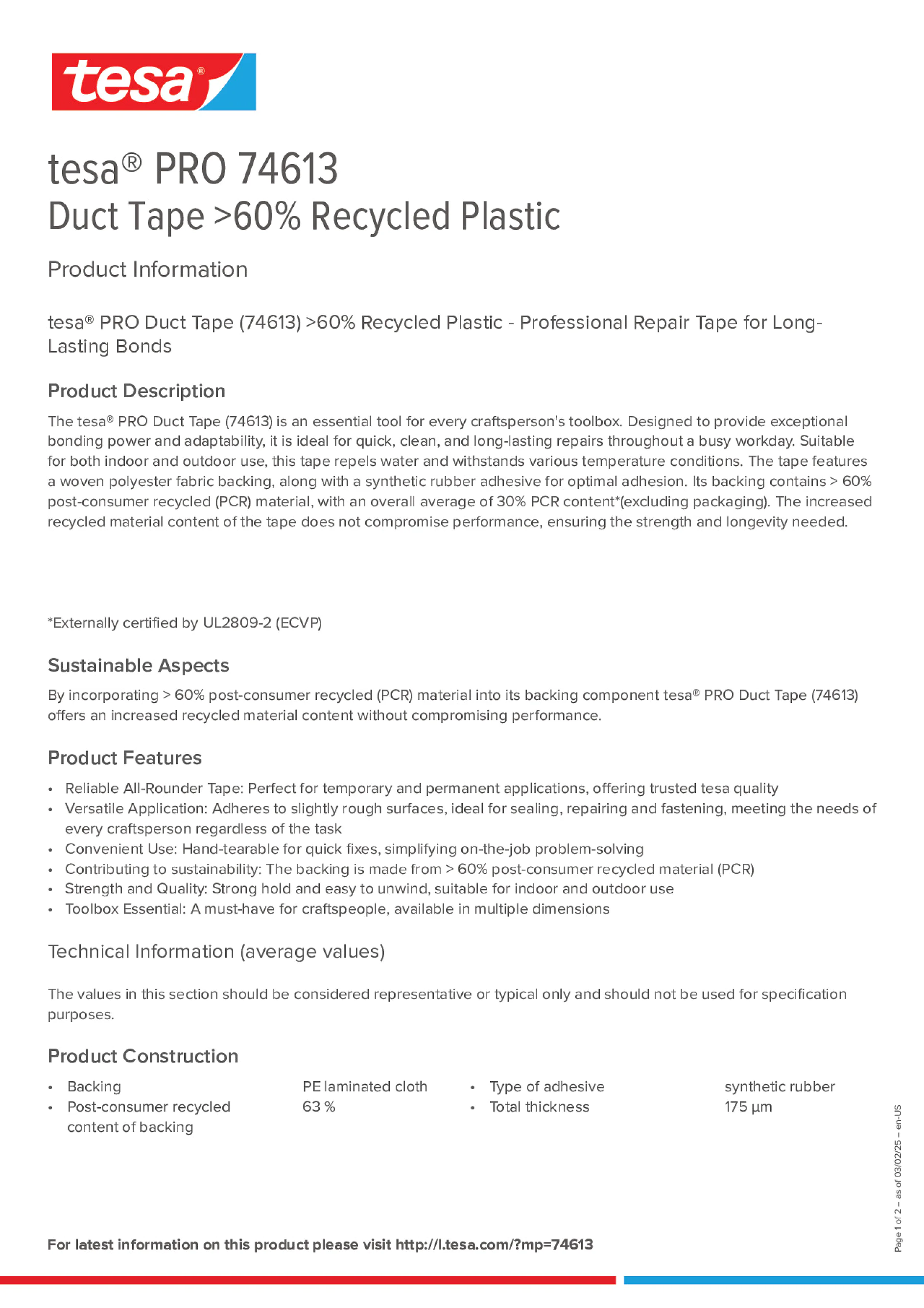 Product information_tesa® PRO 74613_en