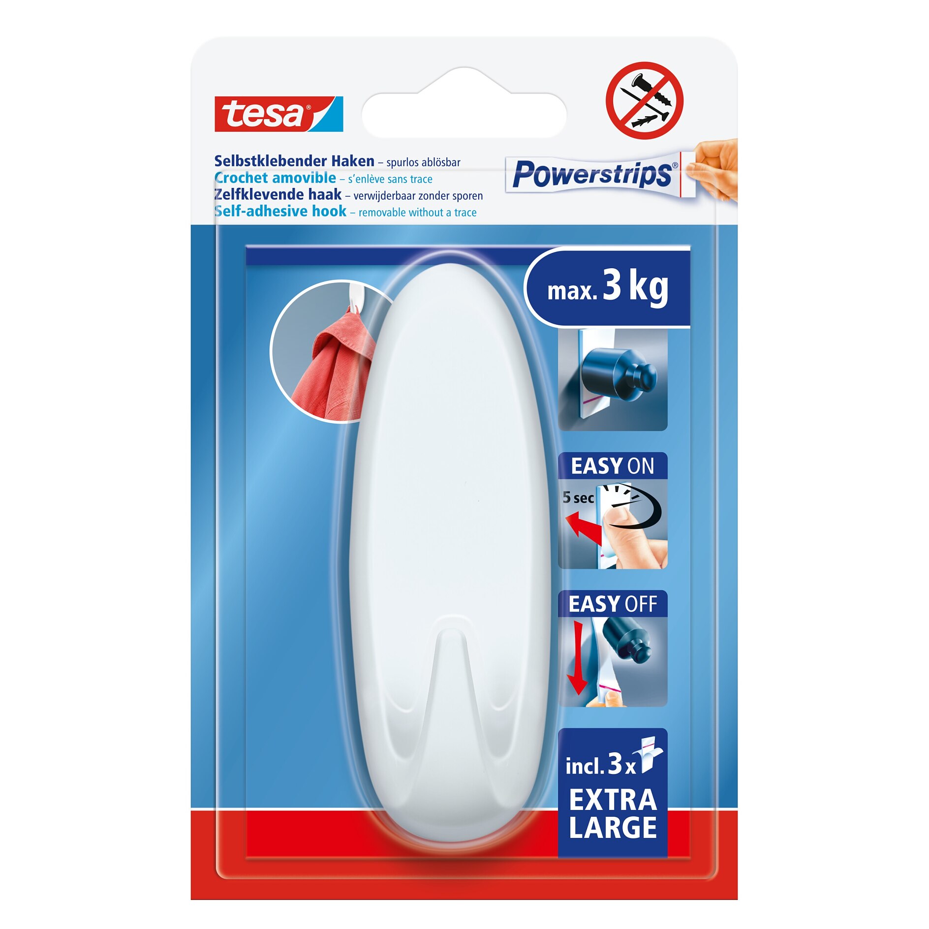 Tesa Powerstrips Hooks Small Round - Removable Self-Adhesive Wall Hook For Glass, Tiles, Wood, Plastic And Other Surfaces - Waterproof - Grey - Strong Hold Up To 1 Kg