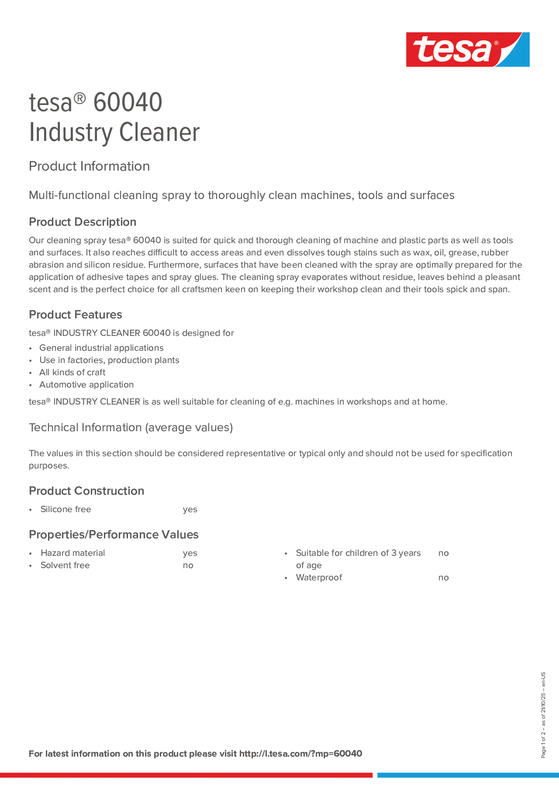 Product information_tesa® 60040_en Product information_tesa® 60040_en