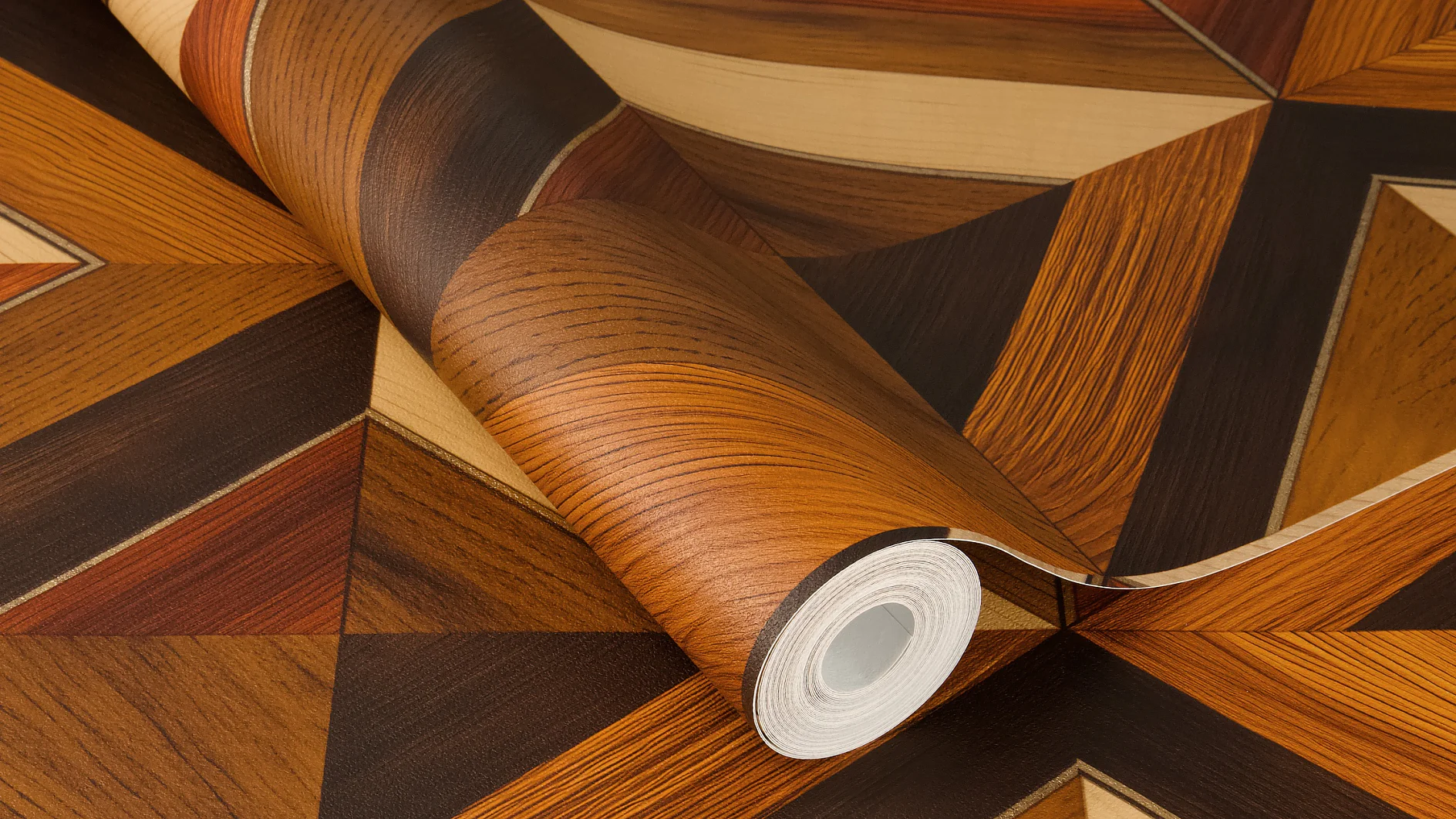 The self-adhesive textured wallpaper can be applied without additional materials.