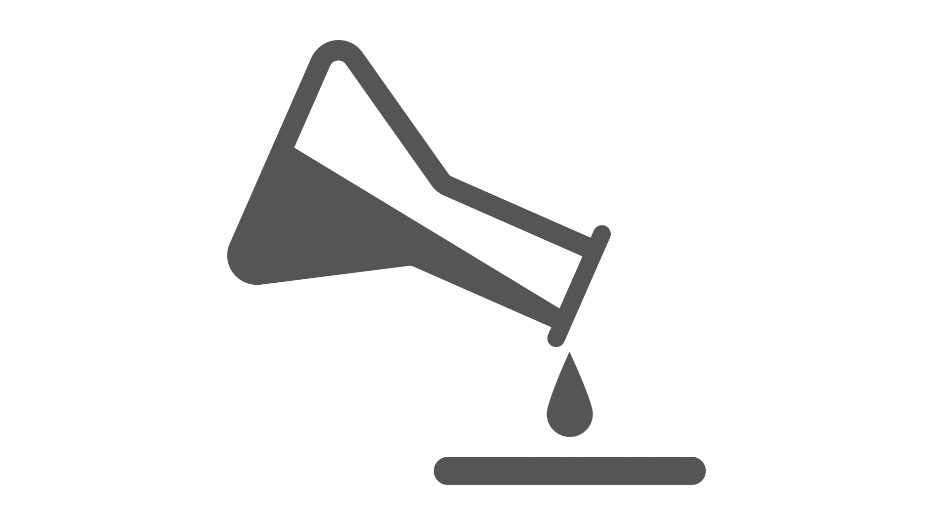 Icon of a tilted flask pouring out a tesa tape drop. (This text has been generated by AI)