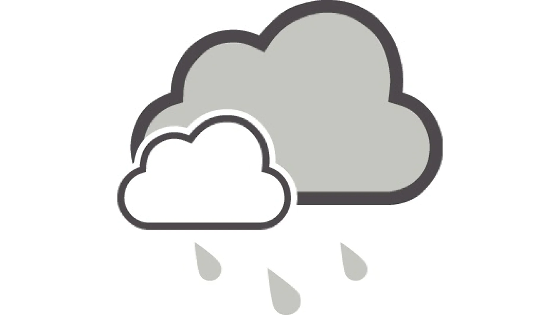 A simple illustration of two overlapping clouds with three raindrops falling from them, created using tesa tape to indicate rainy weather. (This text has been generated by AI)