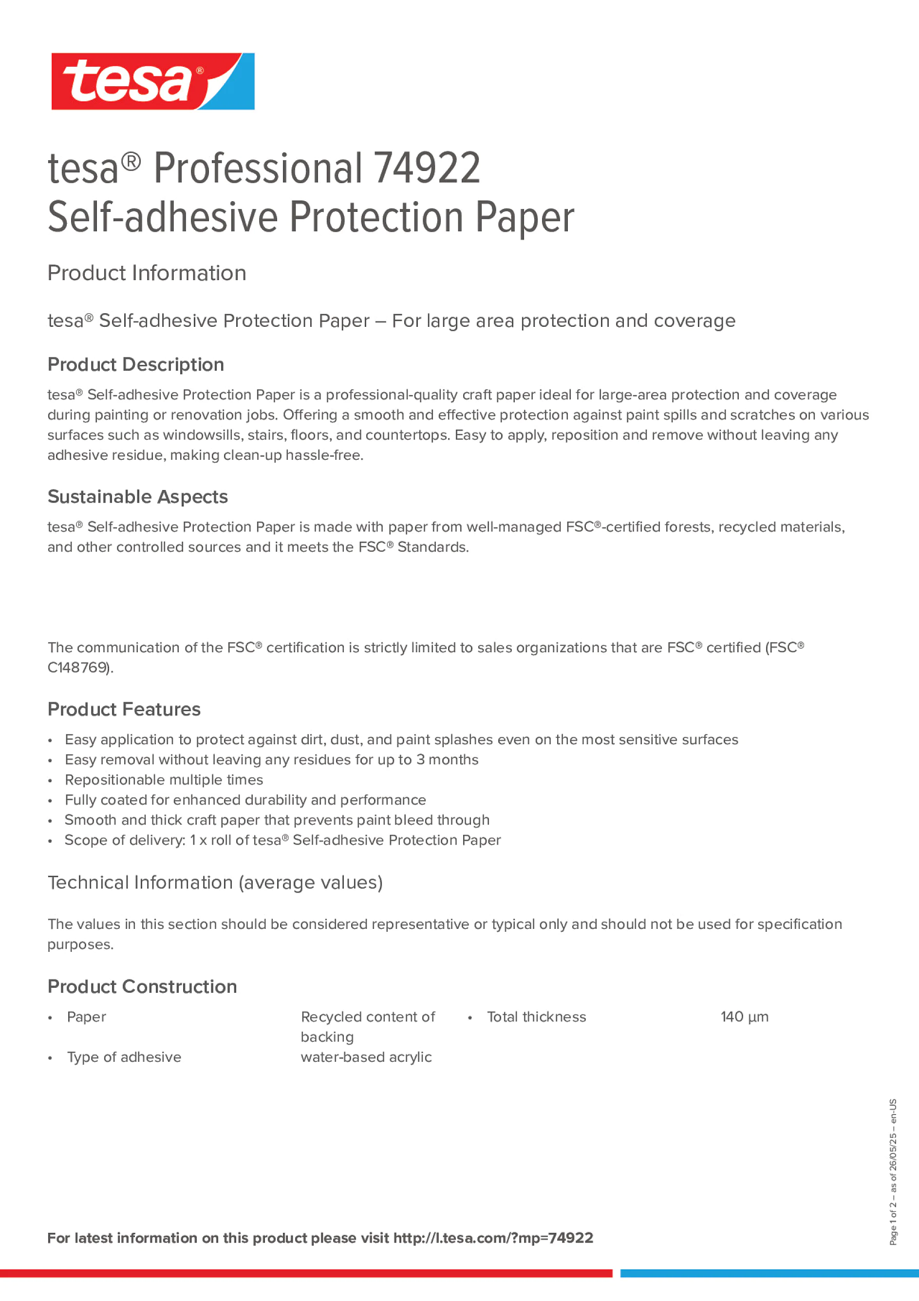 Product information_tesa® Professional 74922_en