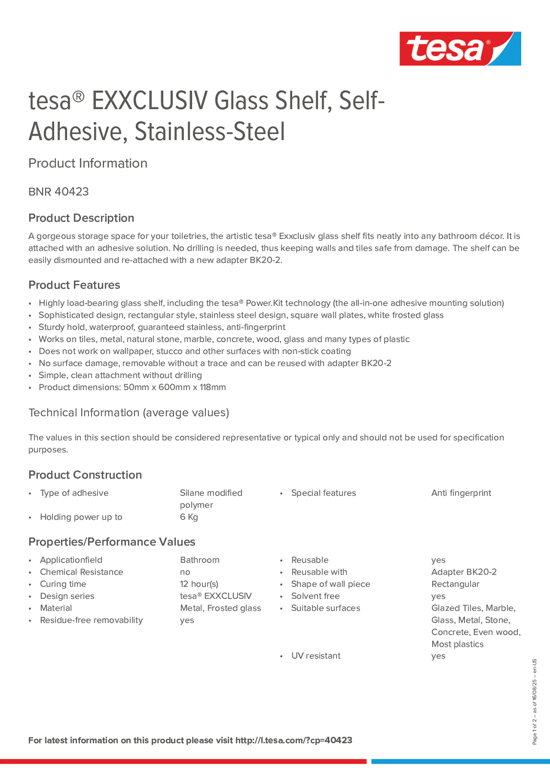 Product information_tesa® 40423_en Product information_tesa® 40423_en