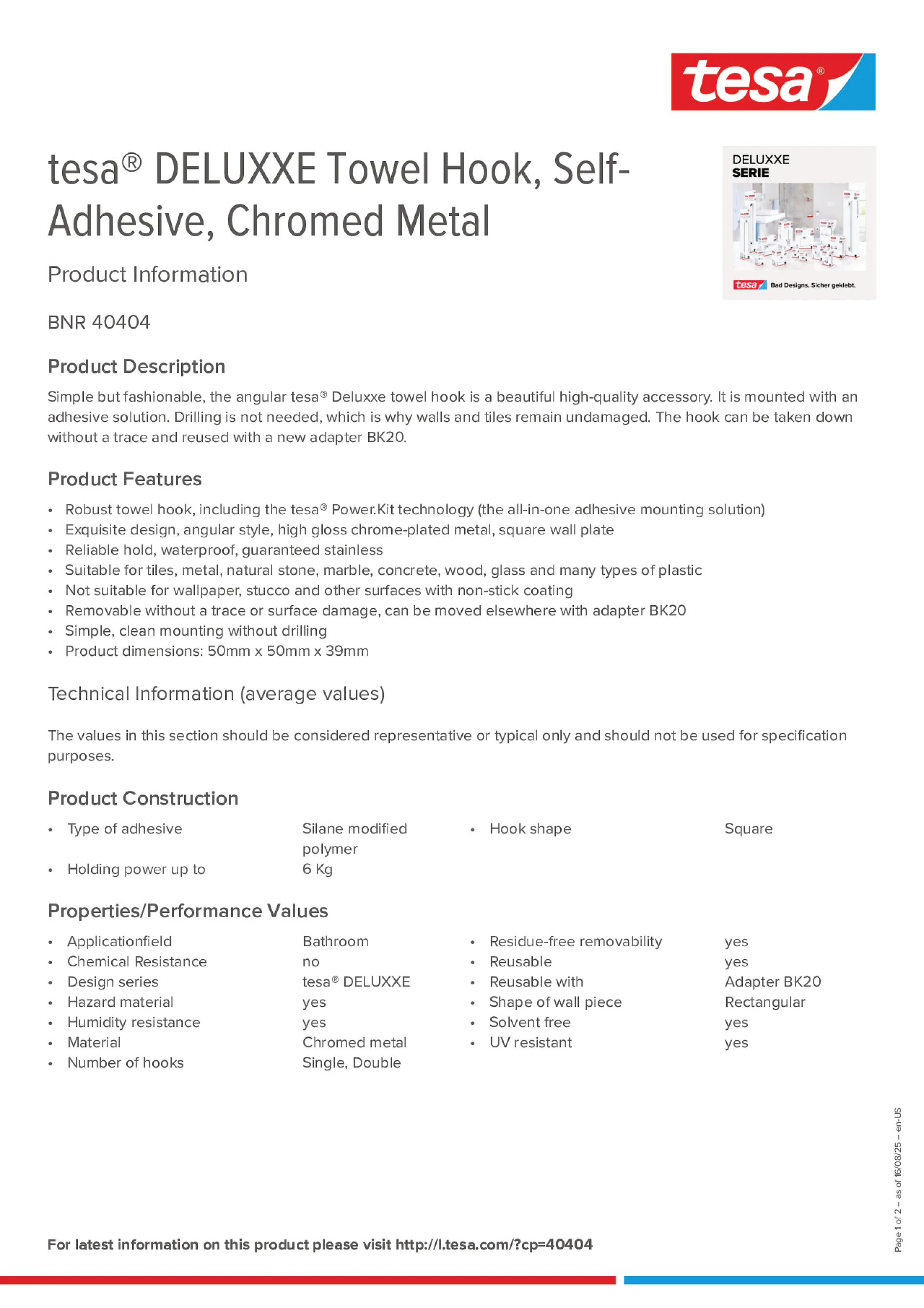 Product information_tesa® 40404_en Product information_tesa® 40404_en