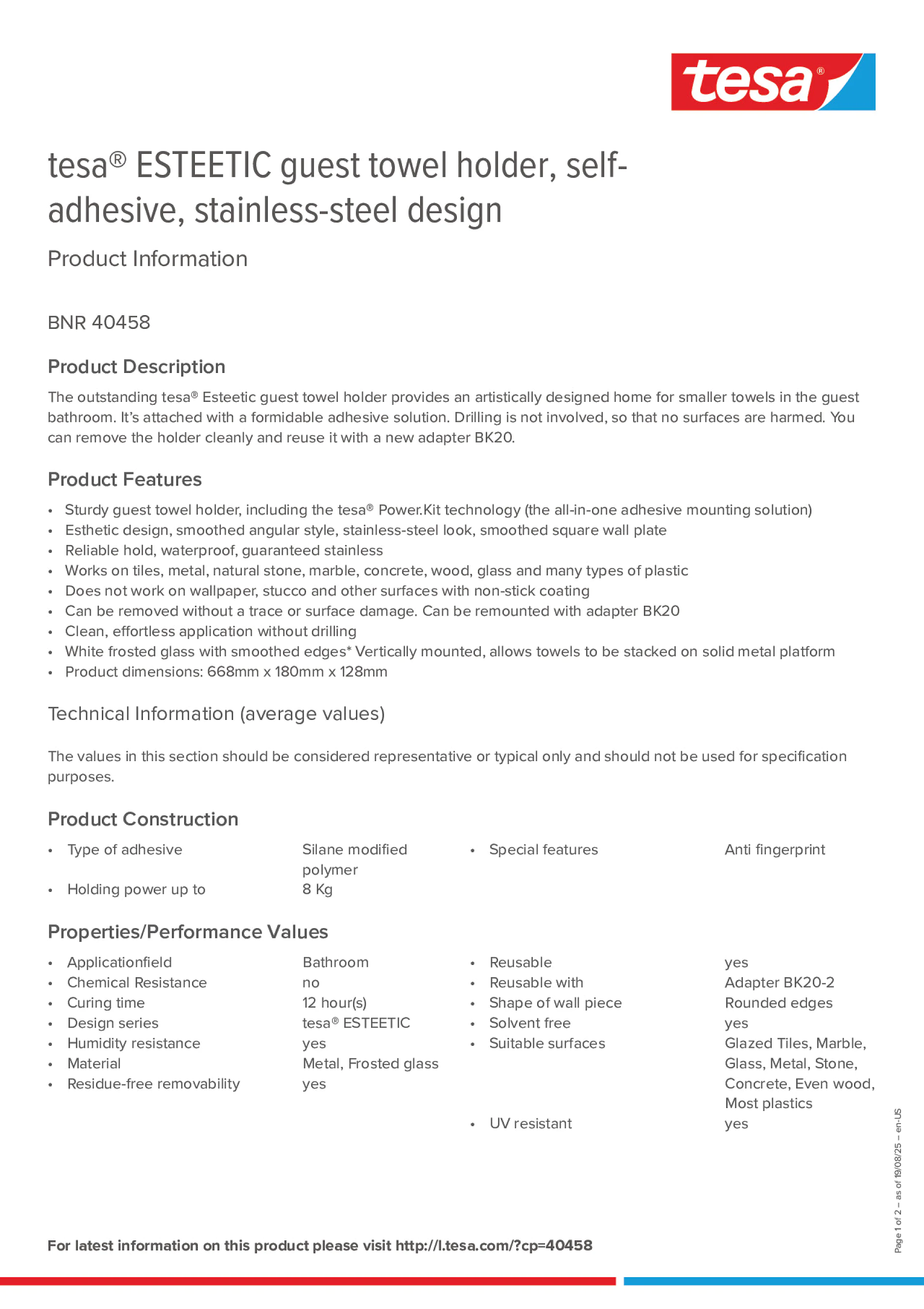 Product information_tesa® 40458_en Product information_tesa® 40458_en