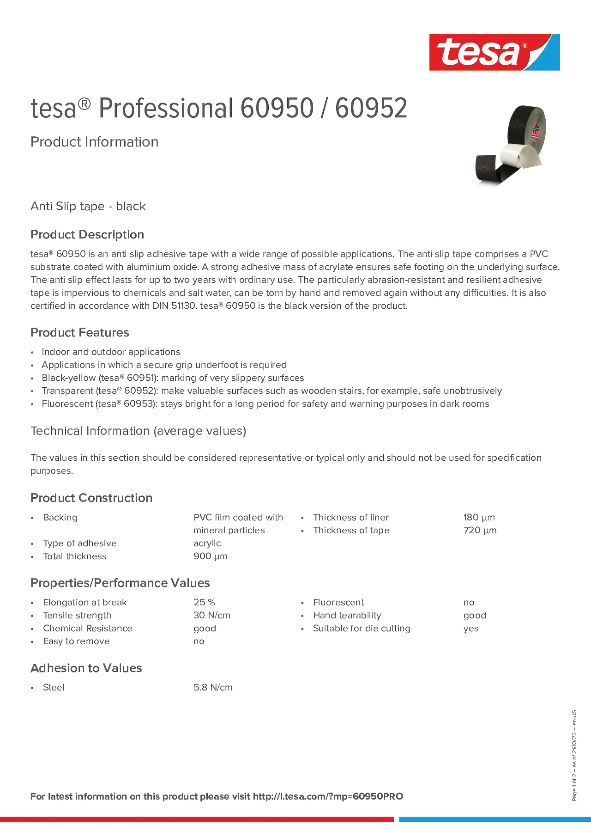 Product information_tesa® Professional 60950 / 60952_en