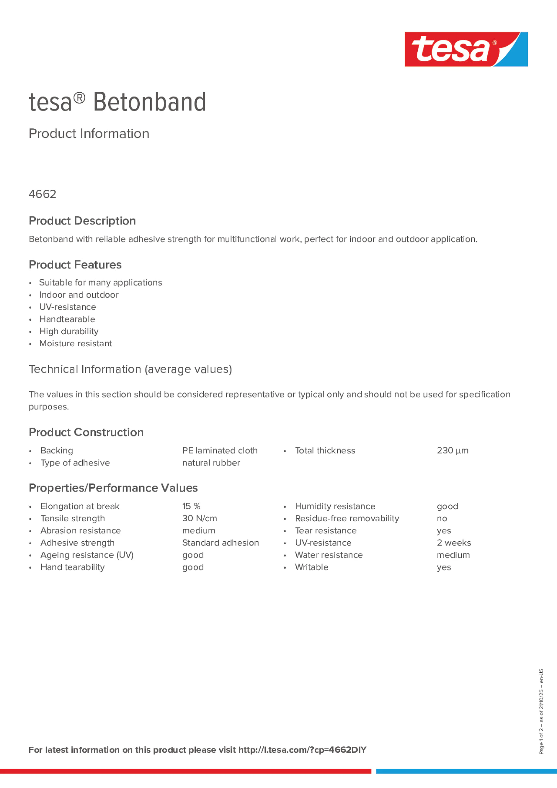 Product information_tesa® 04662_en Product information_tesa® 04662_en