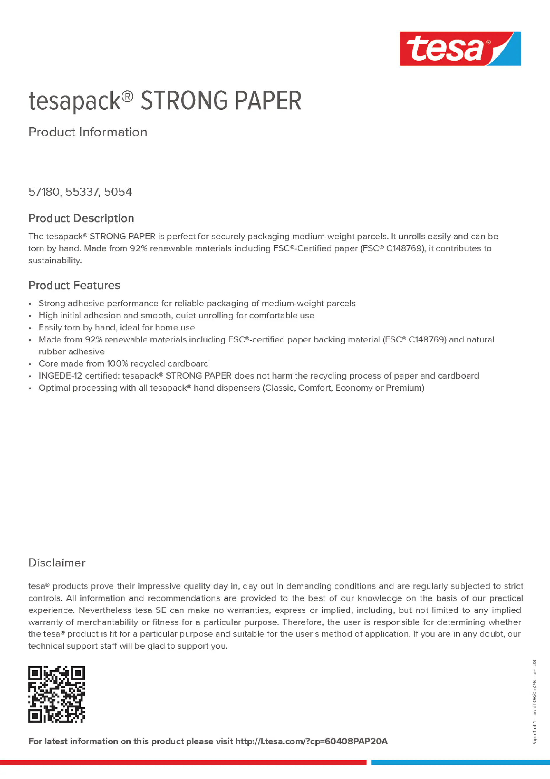 Product information_tesapack® 60408PAP20A_en